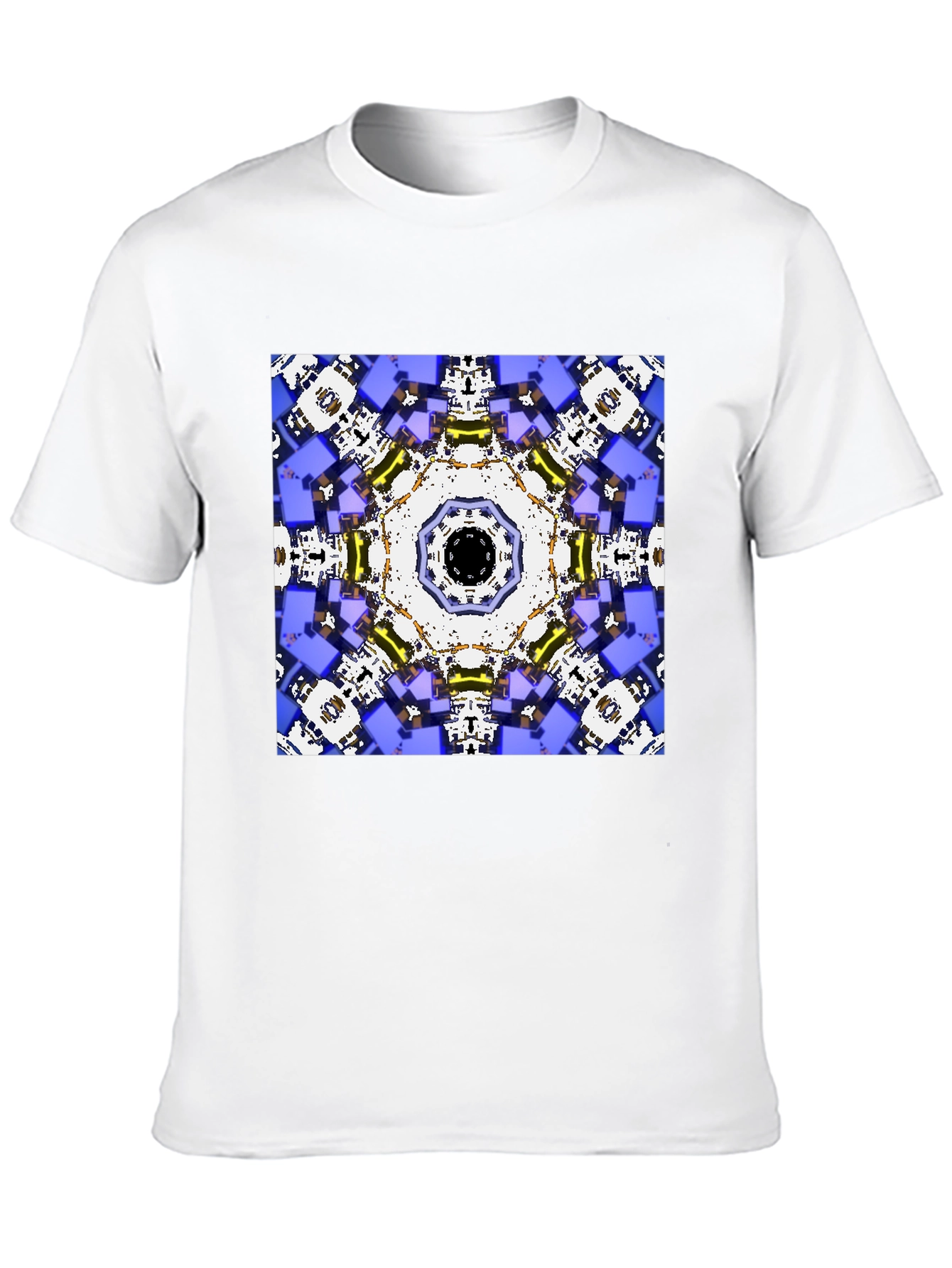 Black Geometric Kaleidoscope Print Black T-Shirt view 10