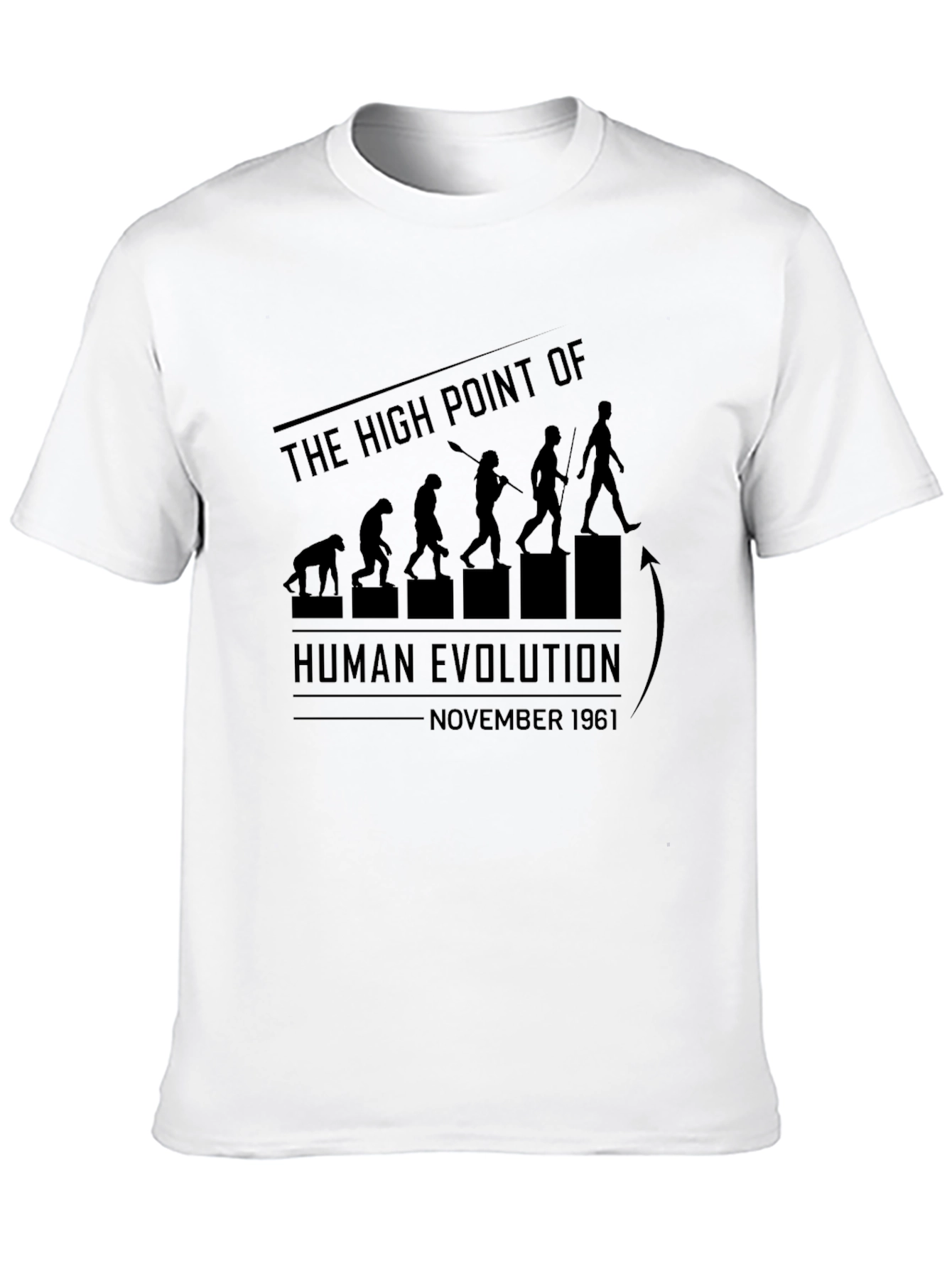 Black Human Evolution November 1961 Black T-Shirt view 10
