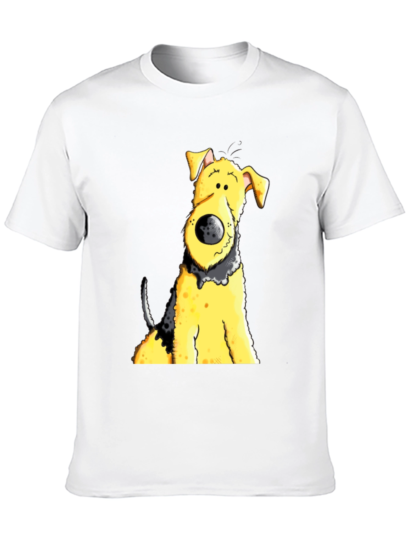 Black Cartoon Dog Graphic Tee - Black Cotton Blend view 10