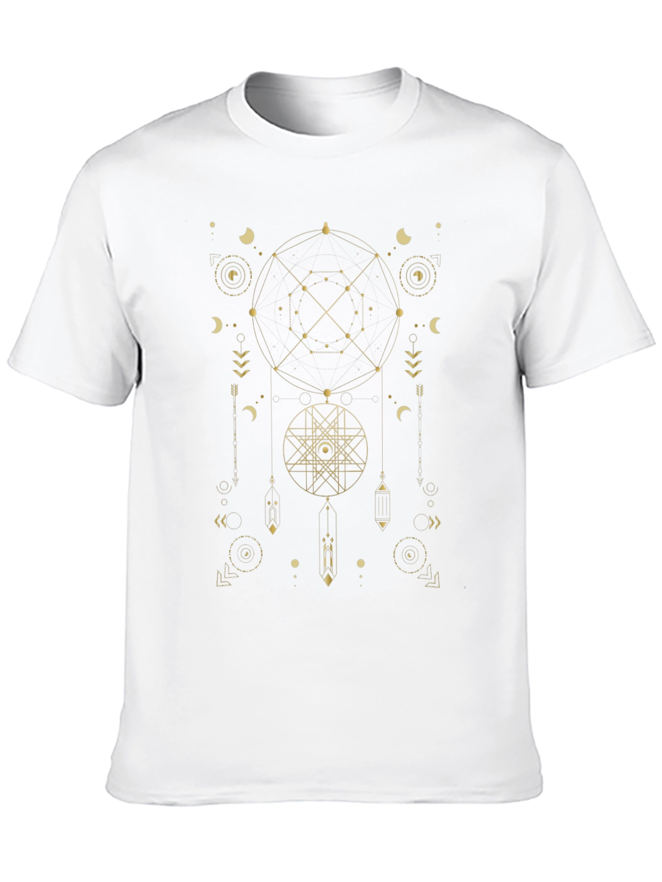 Black Geometric Dreamcatcher Men's Black T-Shirt view 10