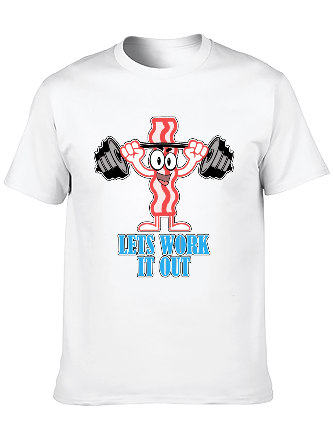 Black Funny Bacon Workout T-Shirt: Let's Work It Out! view 10