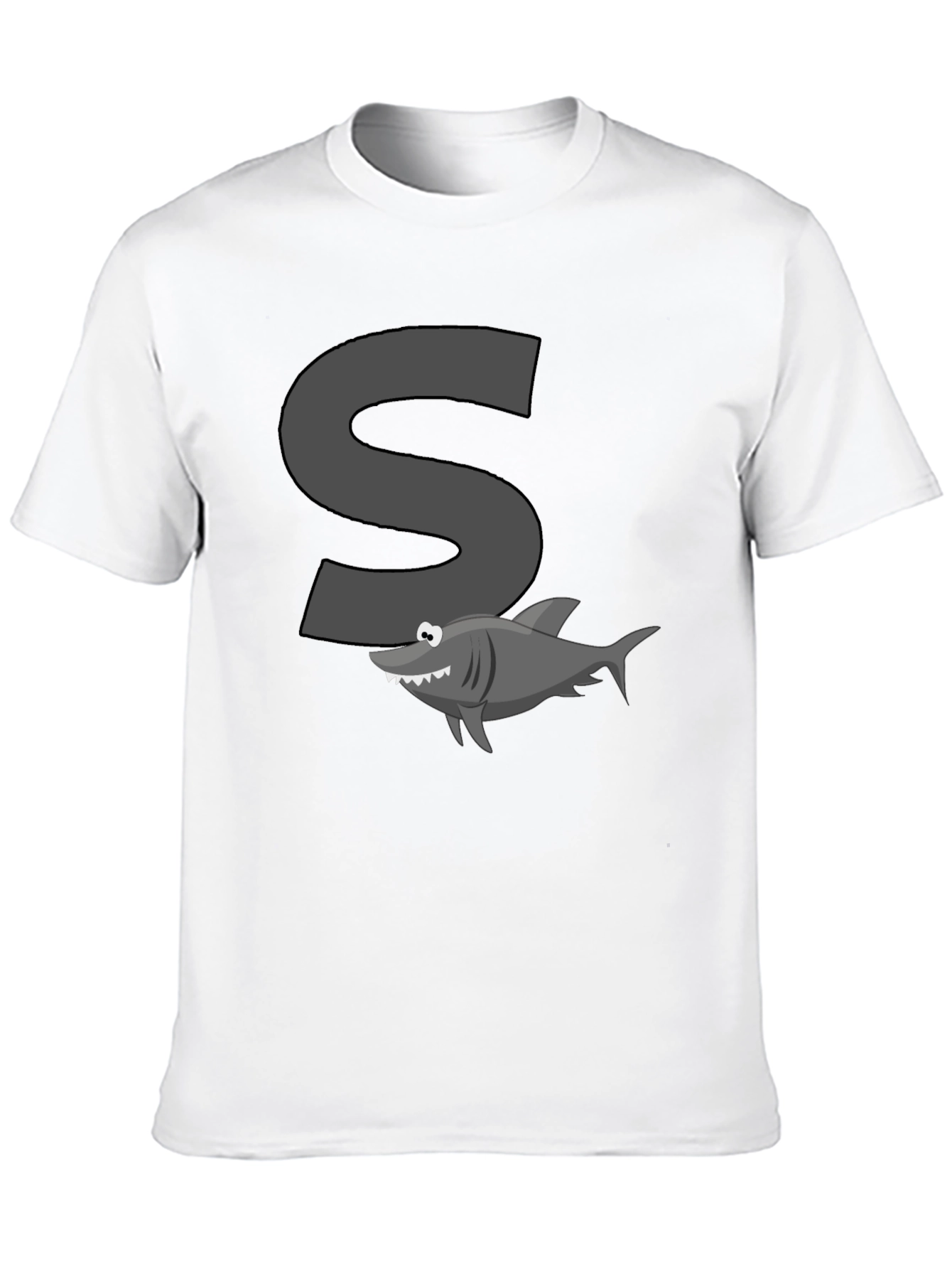 Black Shark S Letter Cartoon Black T-Shirt view 10