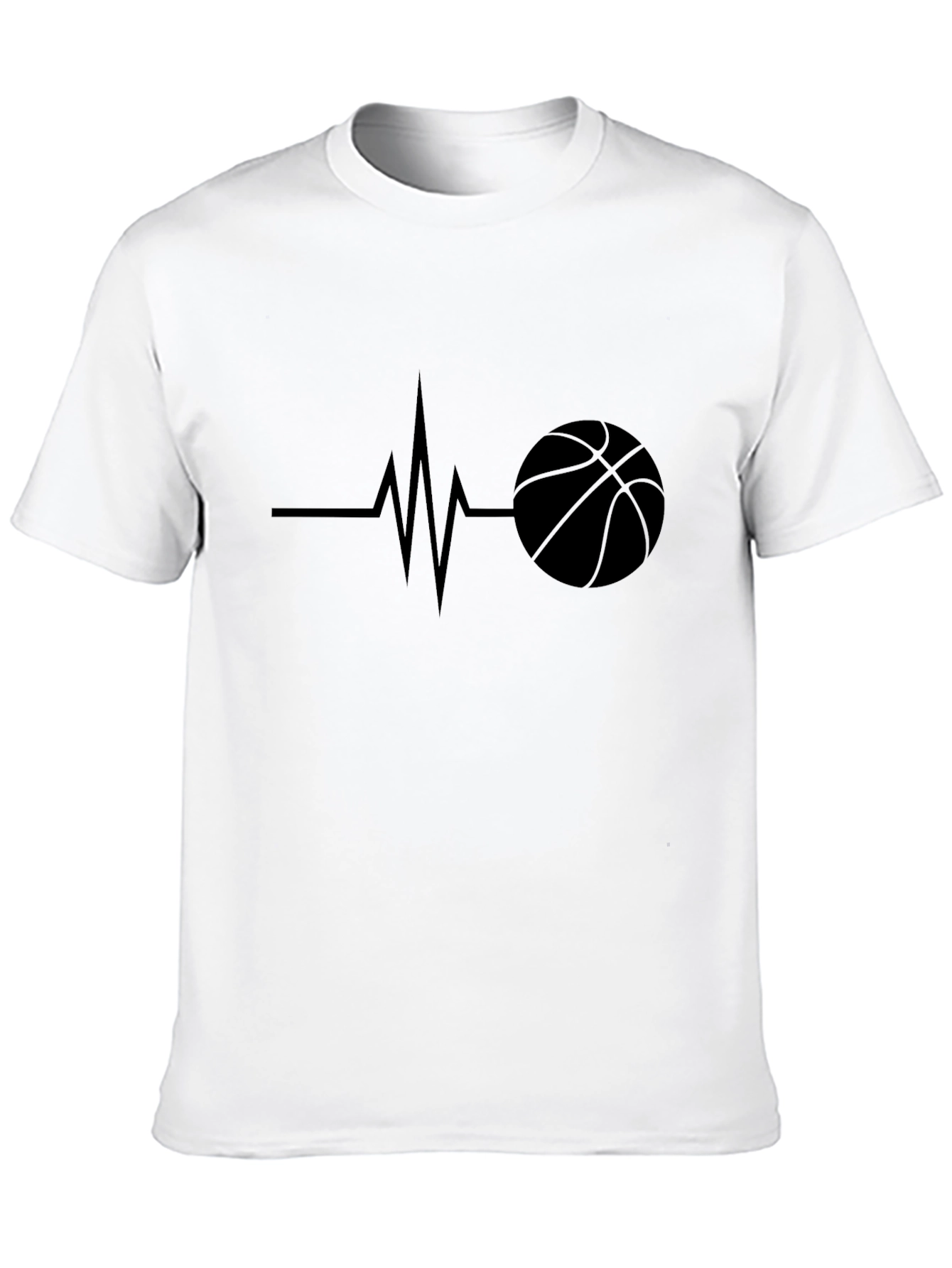 Black Basketball Heartbeat Black T-Shirt view 10