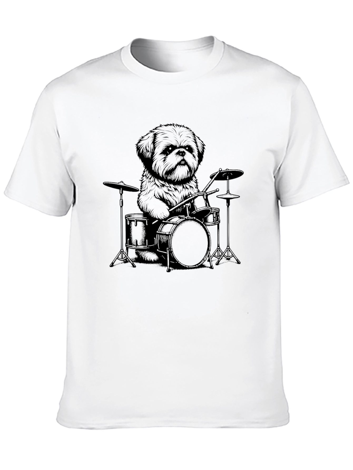 Black Dog Drummer Graphic Tee - Cool Pet Music Shirt view 10