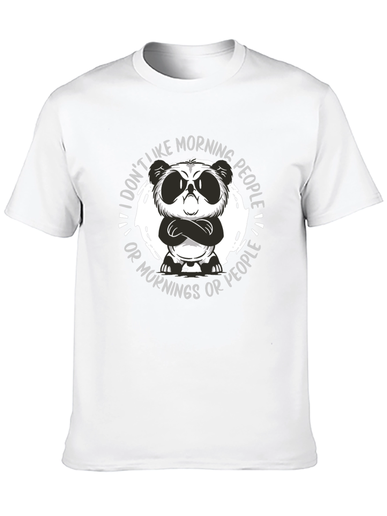 Black Grumpy Panda Morning People Graphic Tee view 10