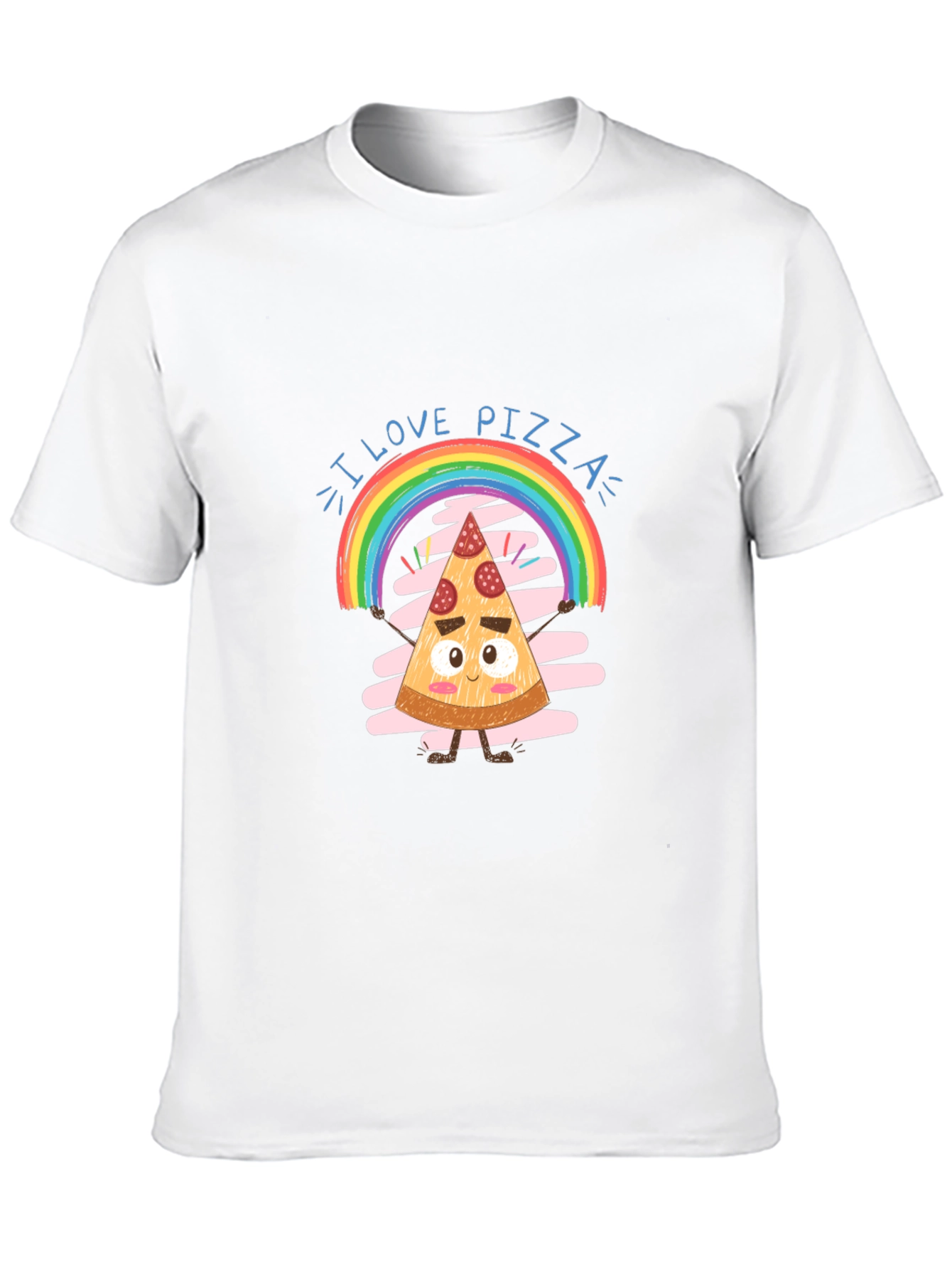 Black I Love Pizza Graphic Tee Rainbow Slice Black Cotton view 10