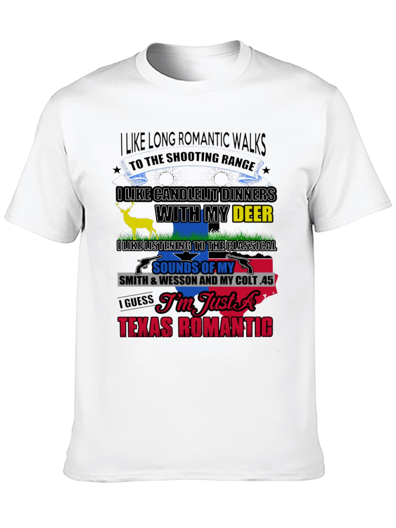 Black Texas Romantic T-Shirt: Guns & Deer view 10