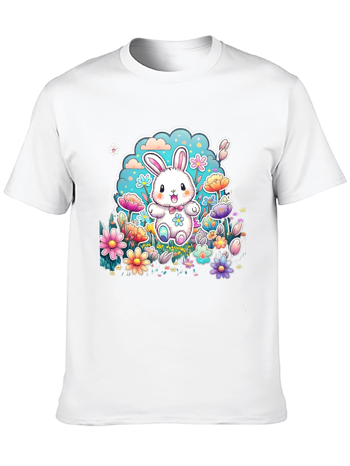 Camiseta Conejito Pascua Flores Diseño Infantil