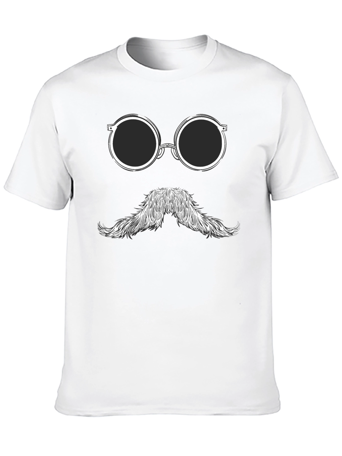 Black Funny Mustache Glasses Graphic Tee view 10