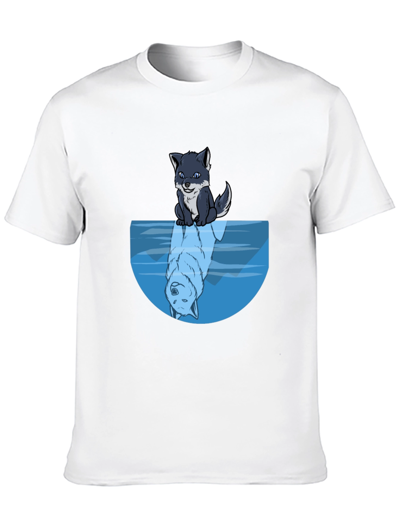 Black Wolf Reflection Graphic Tee - Soft Black Cotton view 10