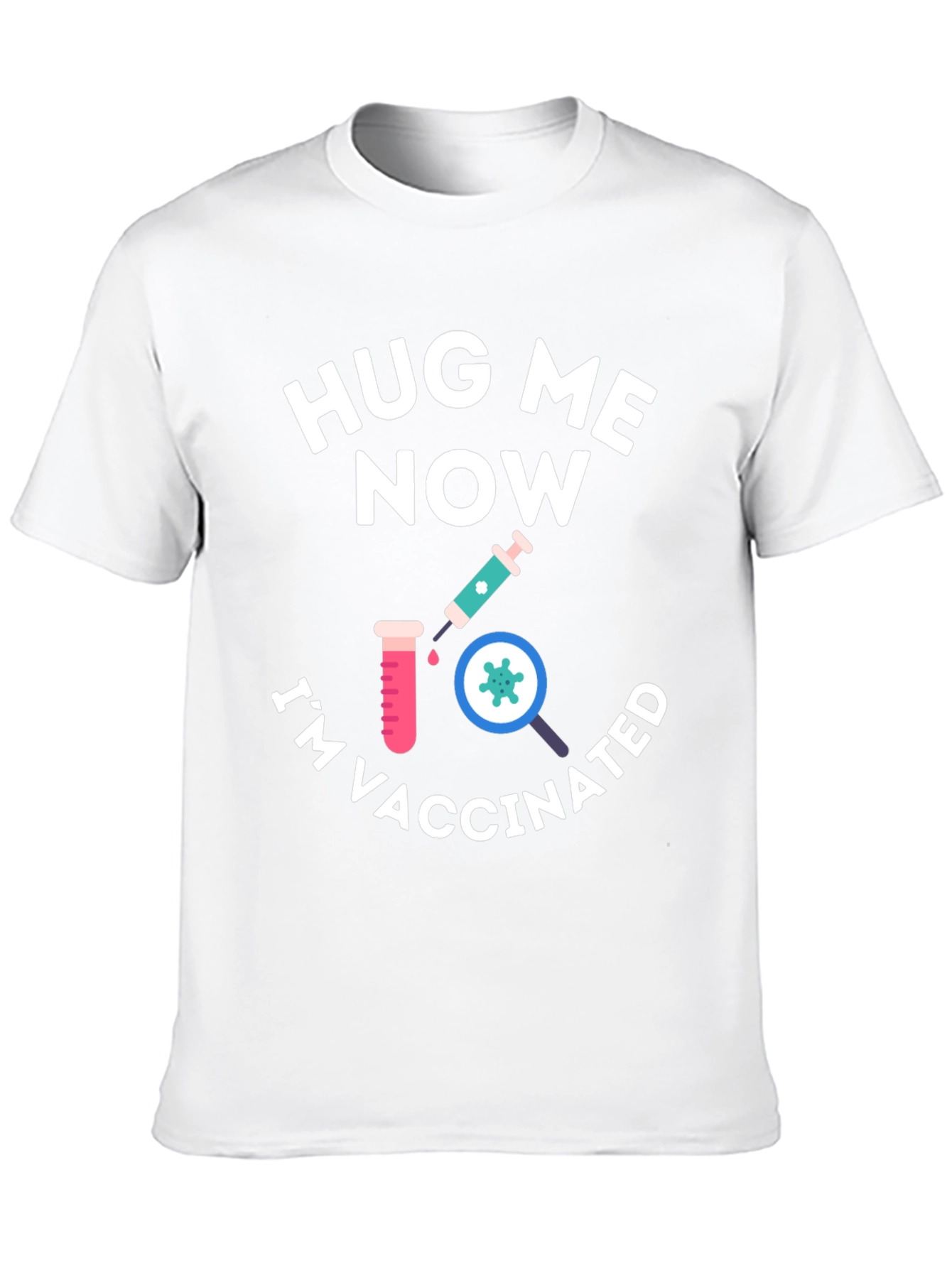 Black Hug Me Now I'm Vaccinated Black T-Shirt view 10