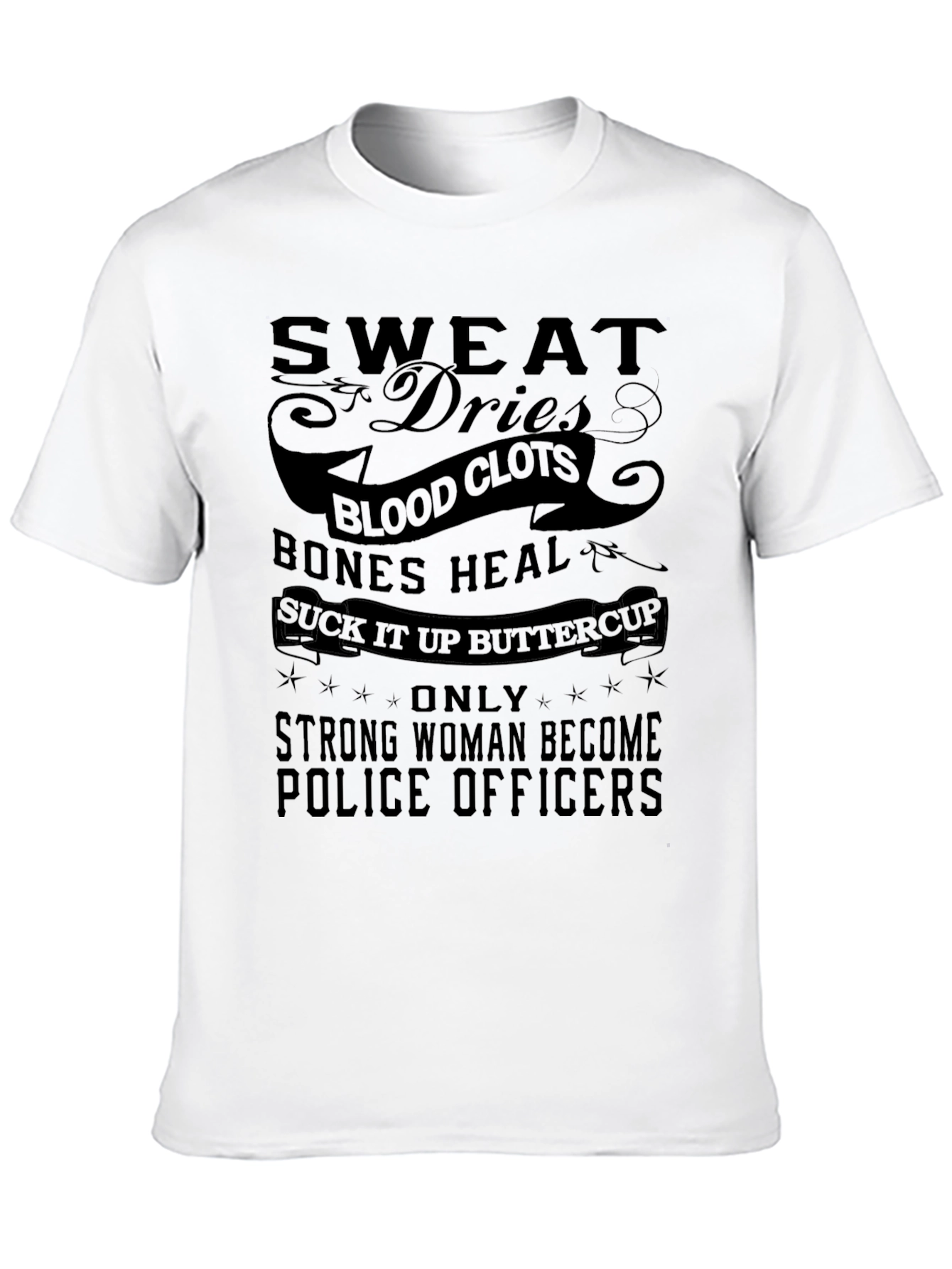 Black Strong Woman Police Officer Graphic Tee view 10