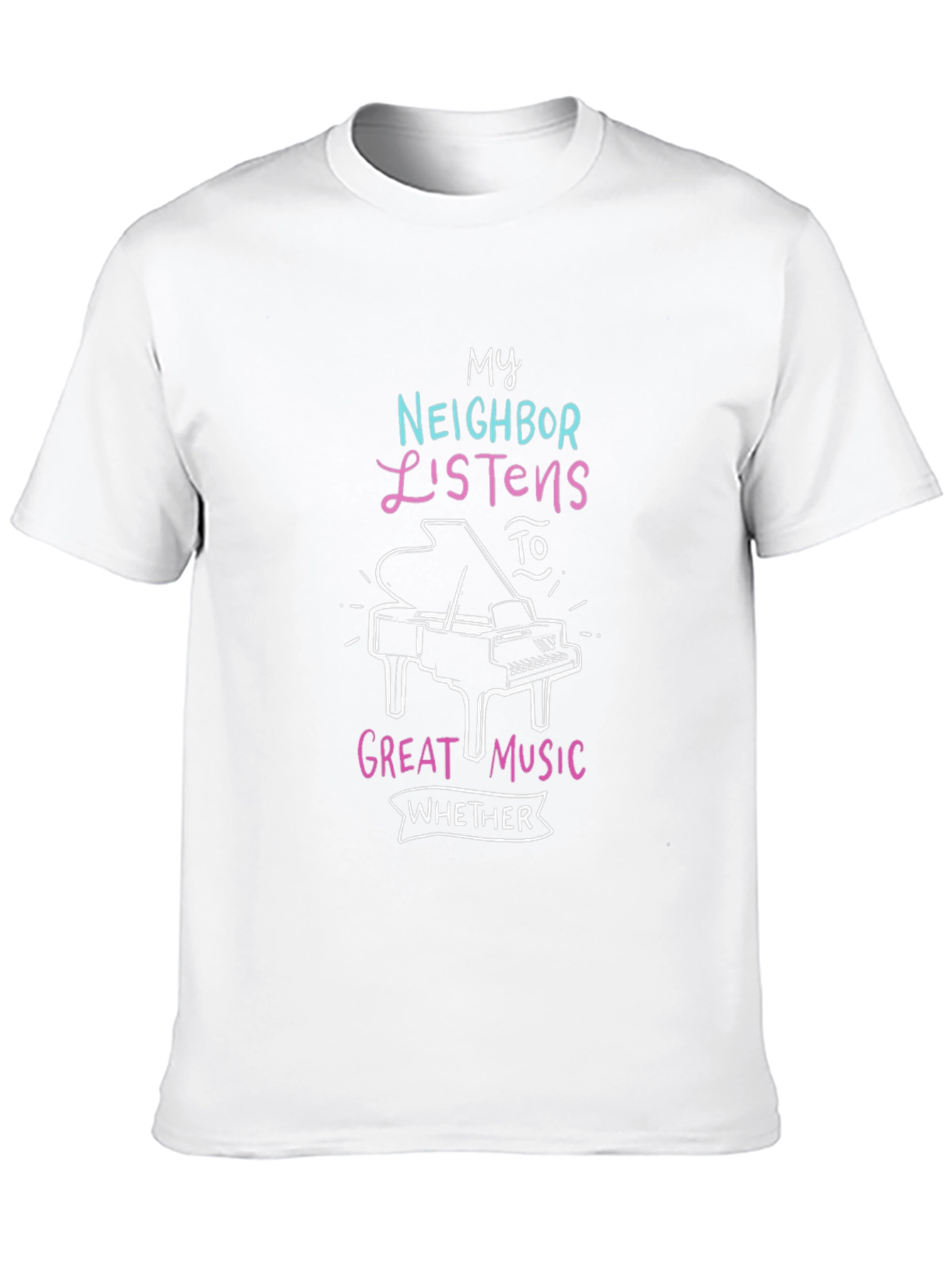 Black Funny Music Lover T-Shirt - Neighbor Listens view 10