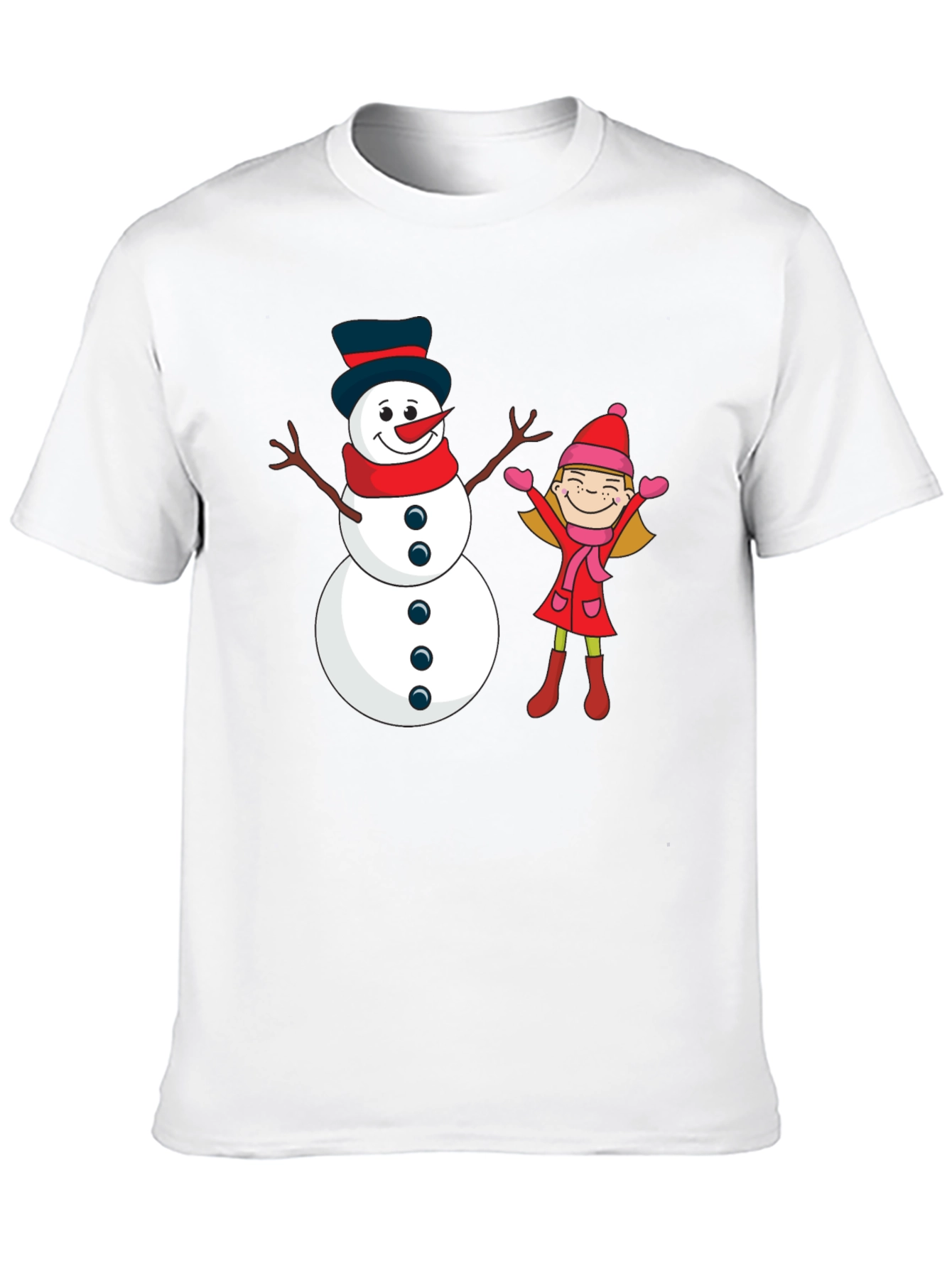 Black Festive Snowman & Girl Graphic Tee - Black view 10