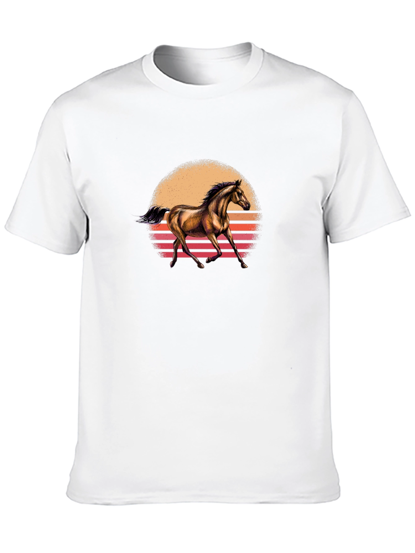 Black Horse Sunset Graphic Tee - Black Cotton T-Shirt view 10