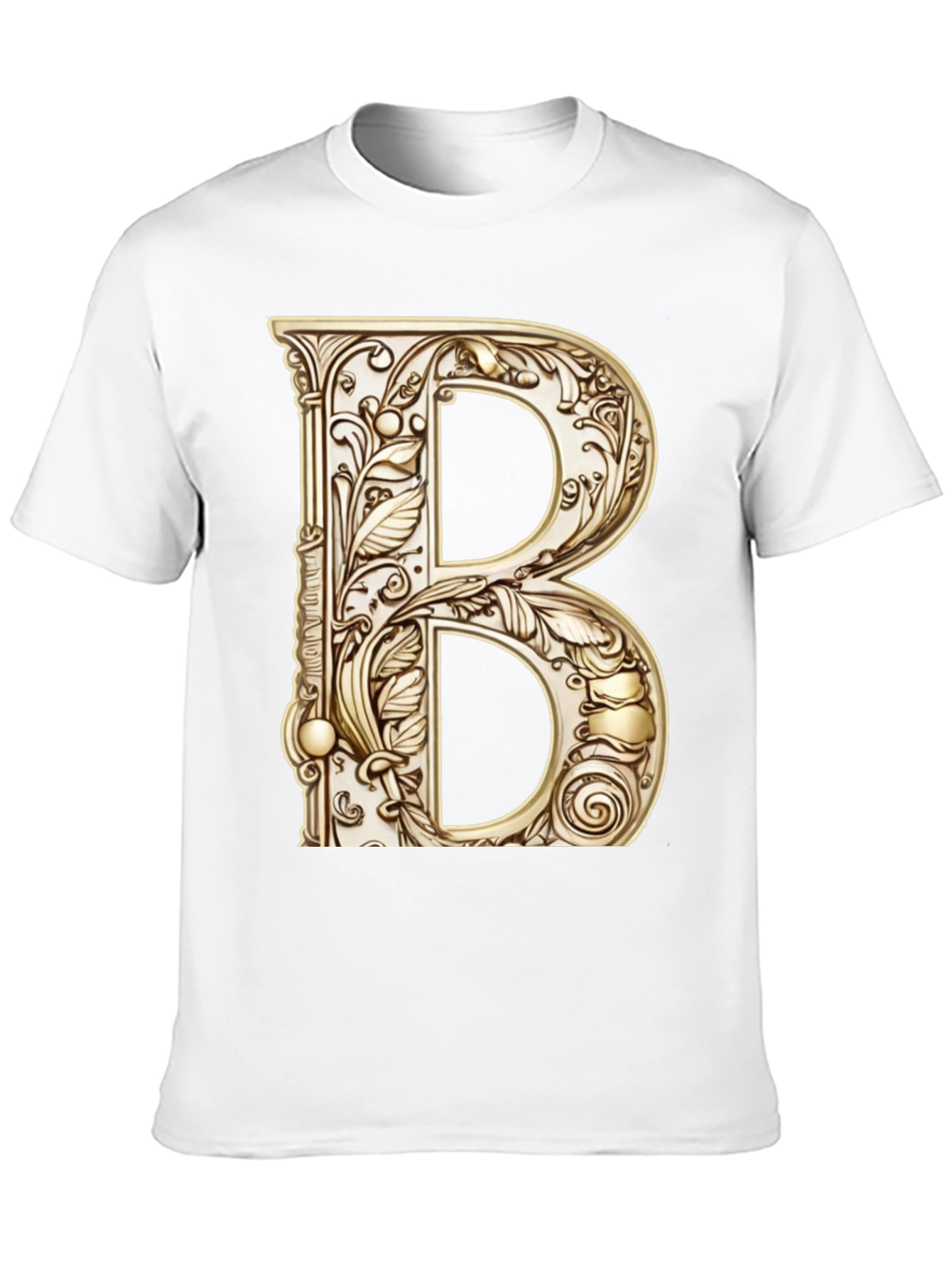 Black Ornate Initial B Graphic Tee - Black Cotton Blend view 10