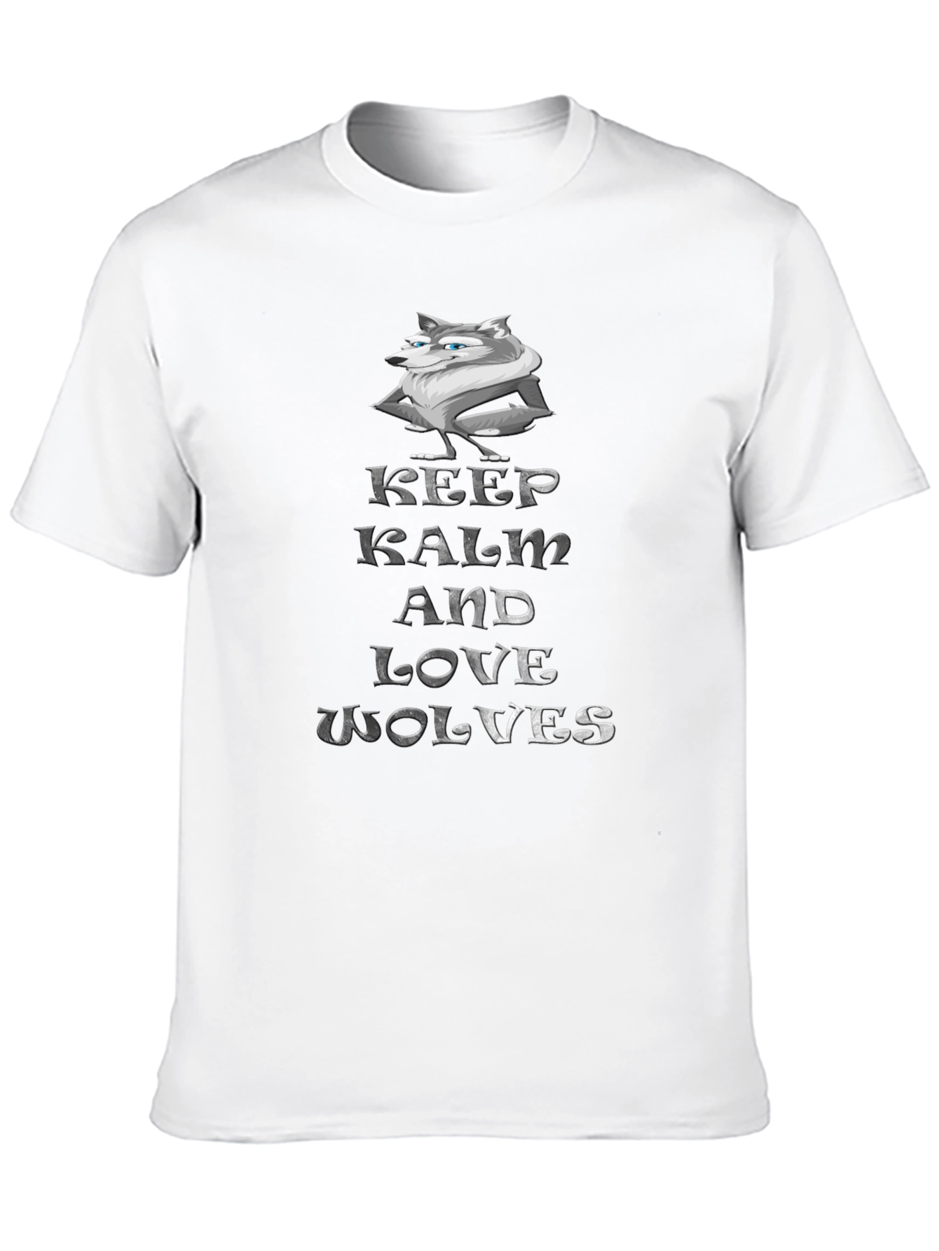 Black Keep Calm and Love Wolves Graphic T-Shirt view 10