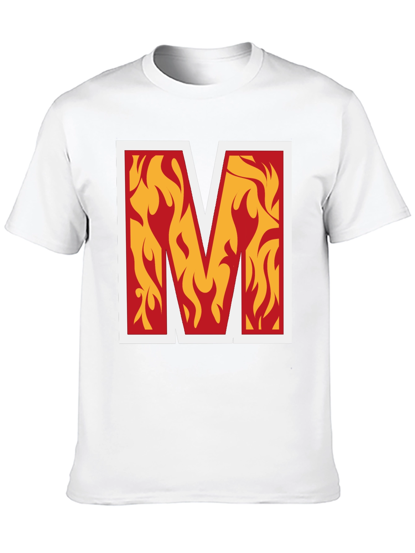 Fiery "M" Graphic Tee - Bold Black T-Shirt - 10