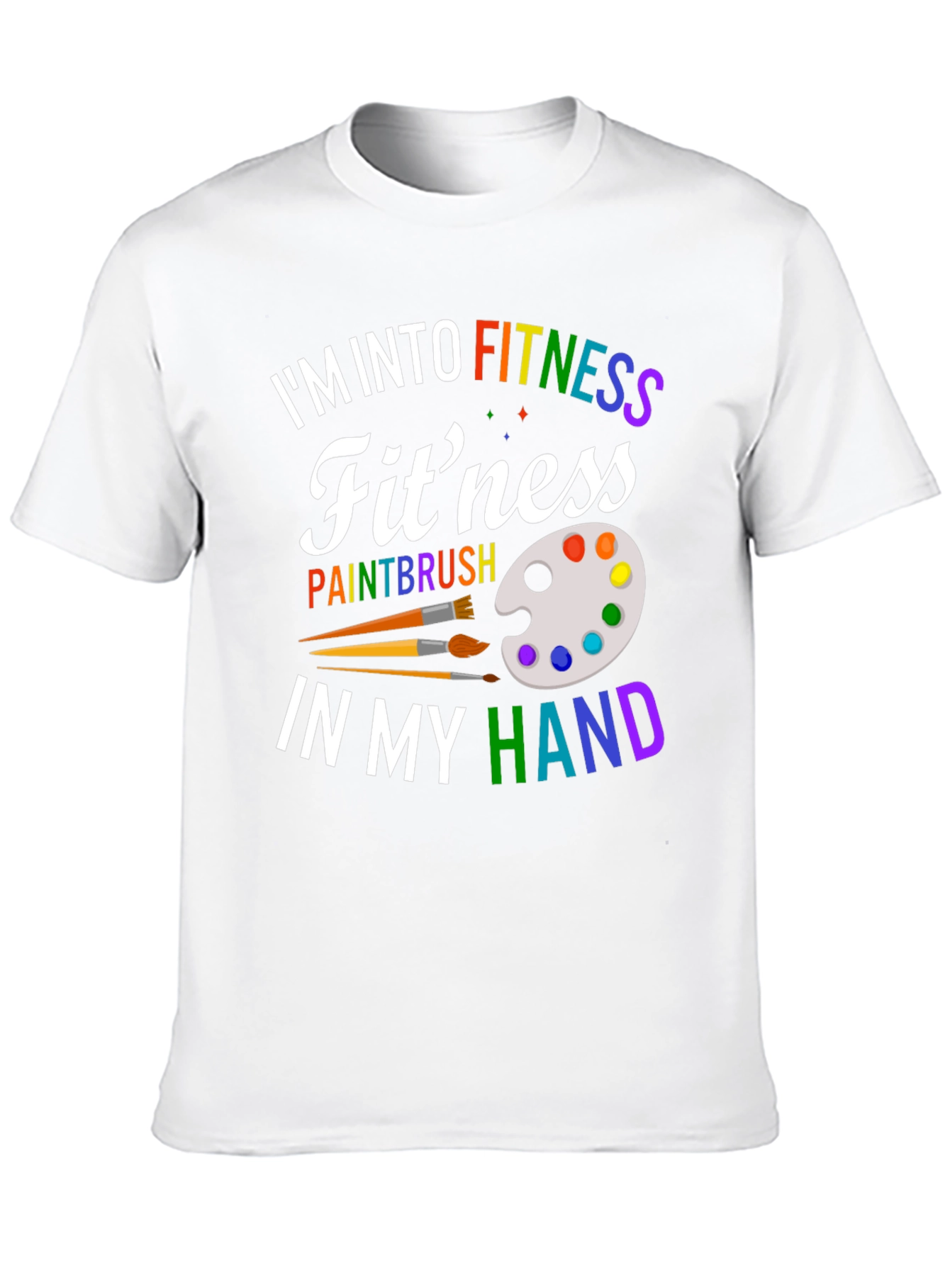 Black Fitness Paintbrush T-Shirt - Colorful Design view 10