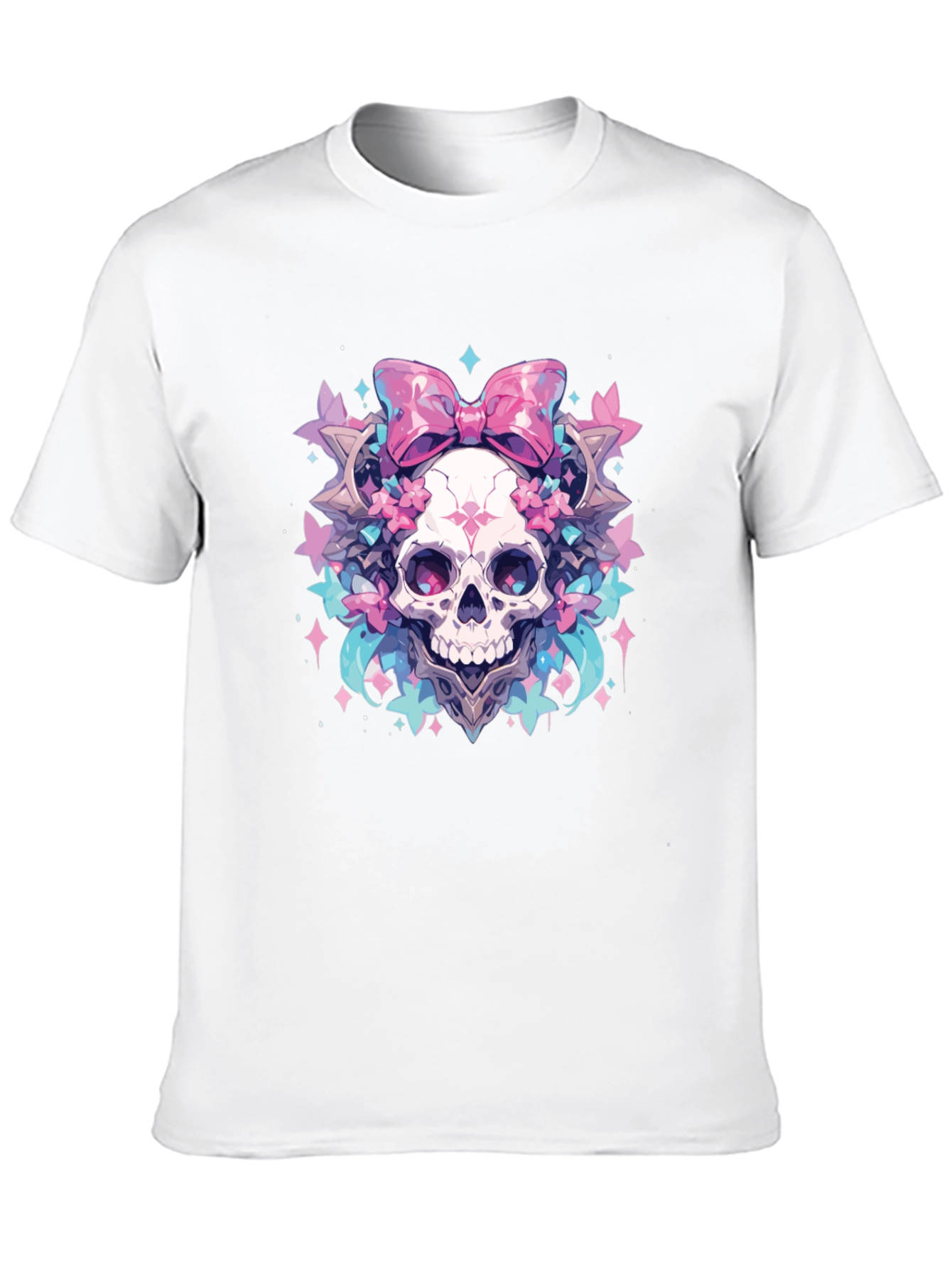 Black Skull Bow T-Shirt - Pastel Goth Aesthetic view 10
