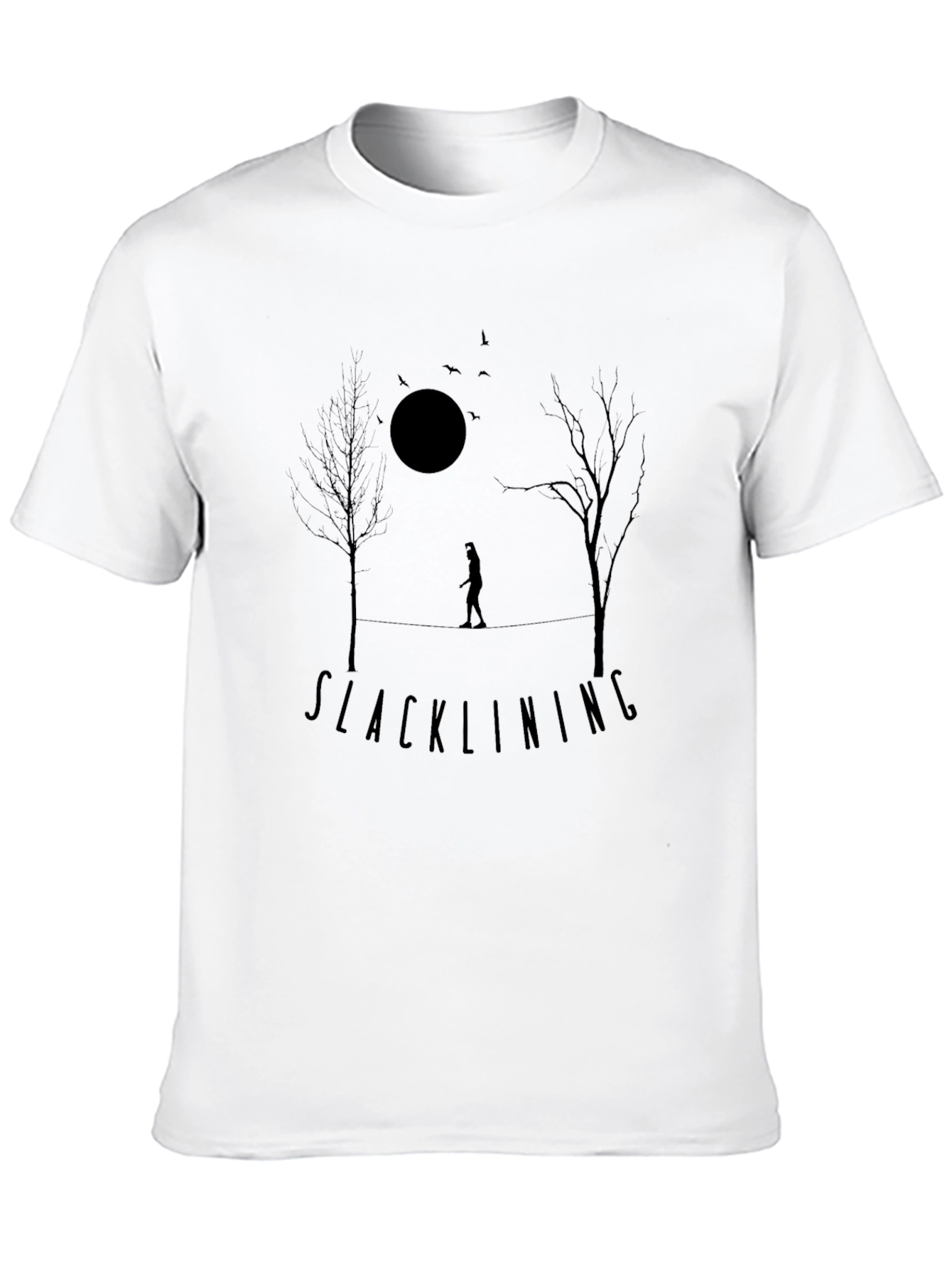 Black Slacklining T-Shirt - Nature Silhouette Design view 10
