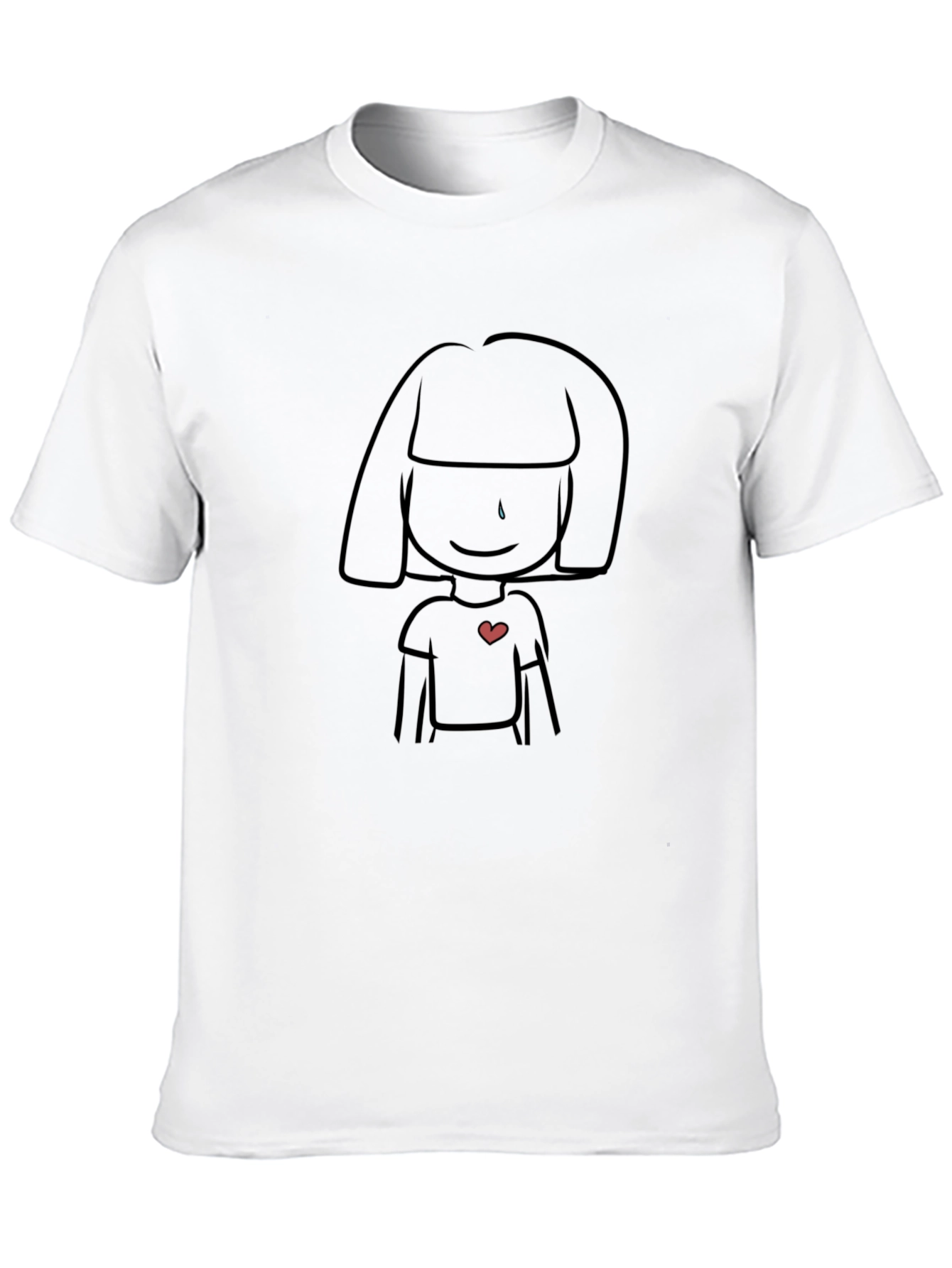 Black Sad Girl Heart Tee - Trendy Graphic T-Shirt view 10