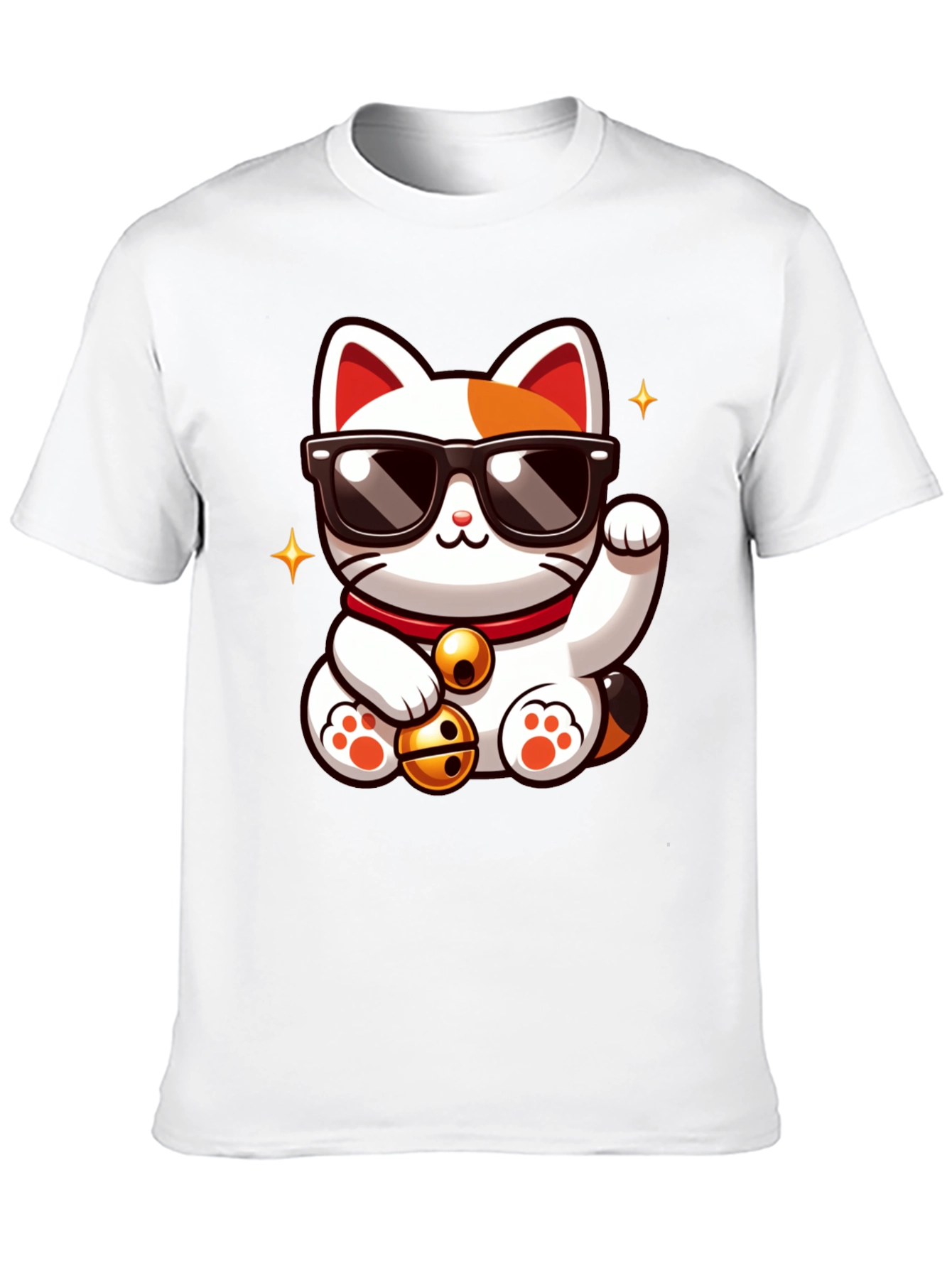 Black Lucky Cat T-Shirt - Cool Cartoon Design view 10