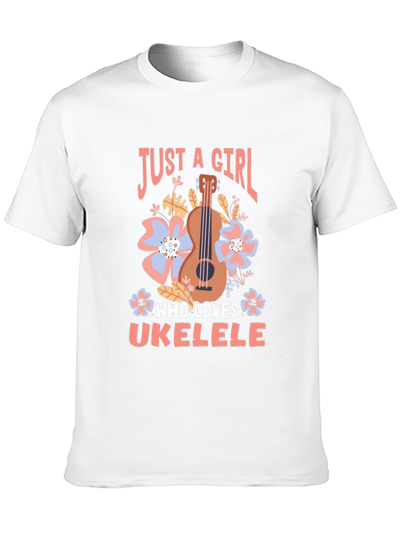 Black Just a Girl Who Loves Ukulele T-Shirt view 10