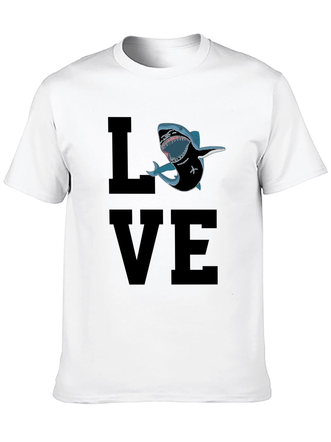 Black Shark Love Graphic T-Shirt - Black Cotton Tee view 10
