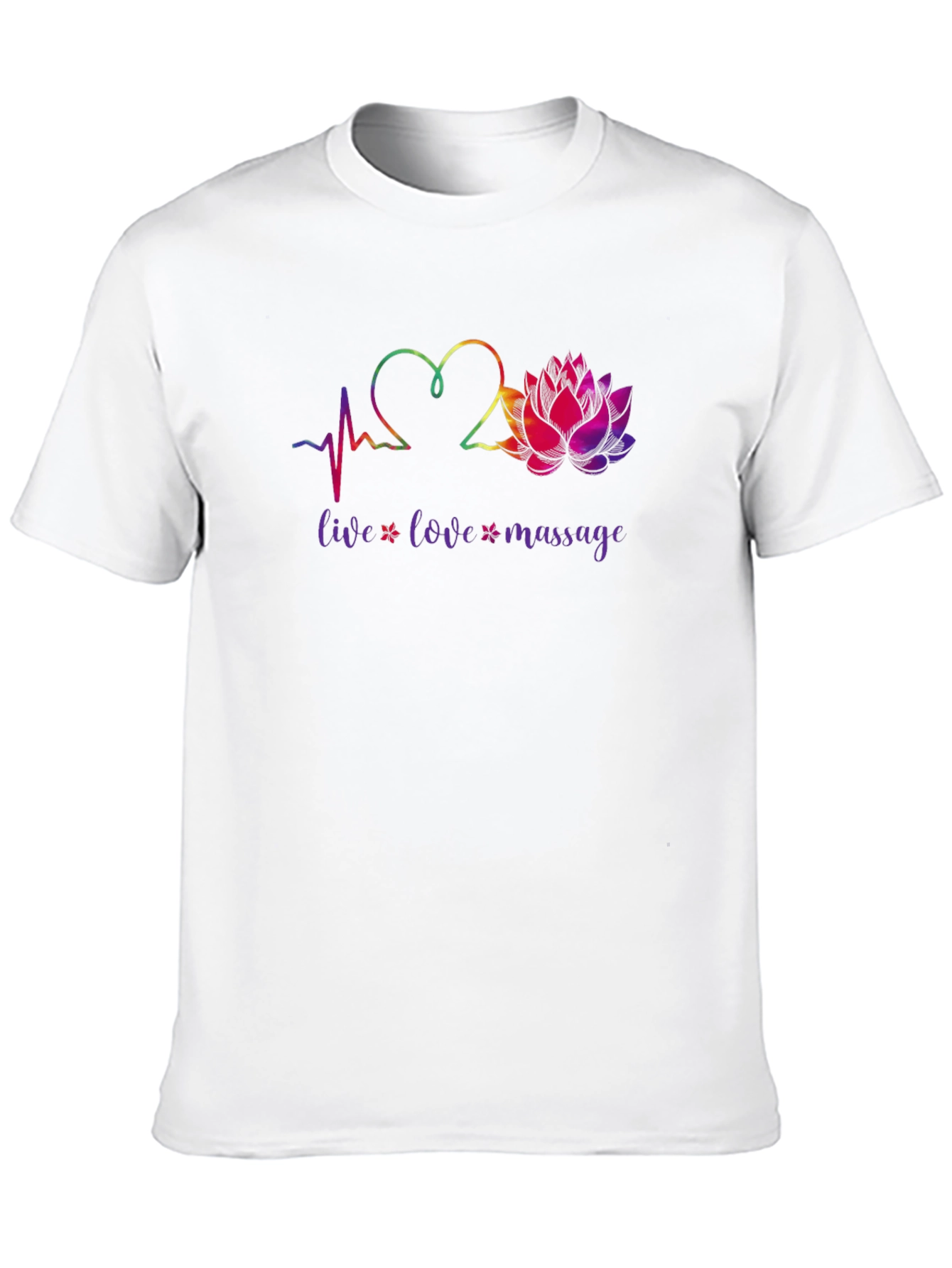 Black Live Love Massage Heart & Lotus Black T-Shirt view 10