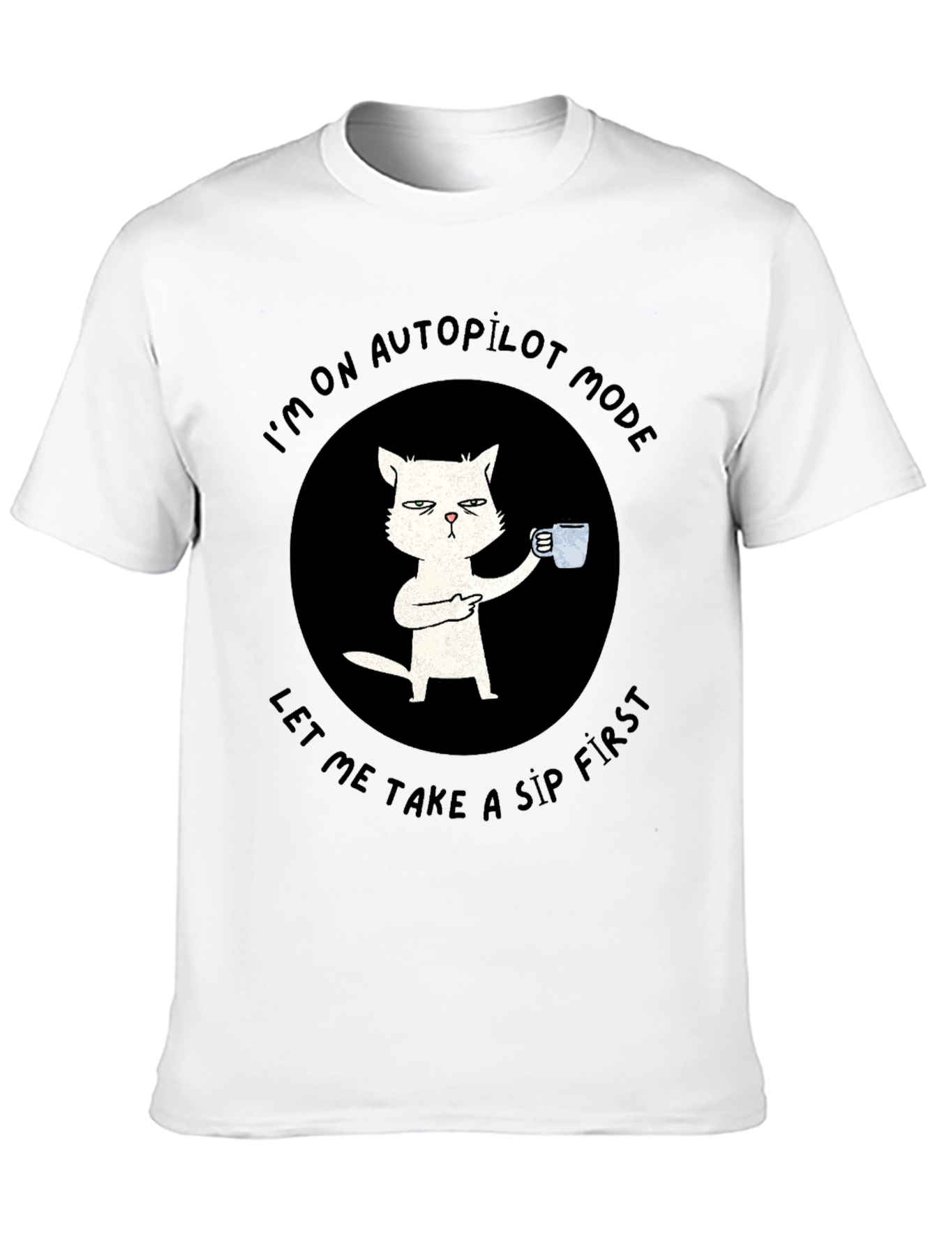 Black Autopilot Cat Coffee T-Shirt - Funny Novelty Tee view 10