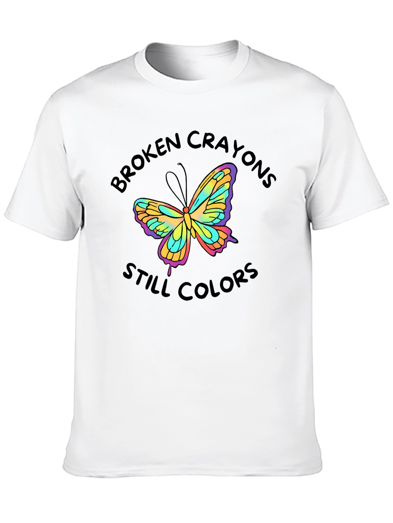 Black Broken Crayons Still Colors Butterfly T-Shirt view 10