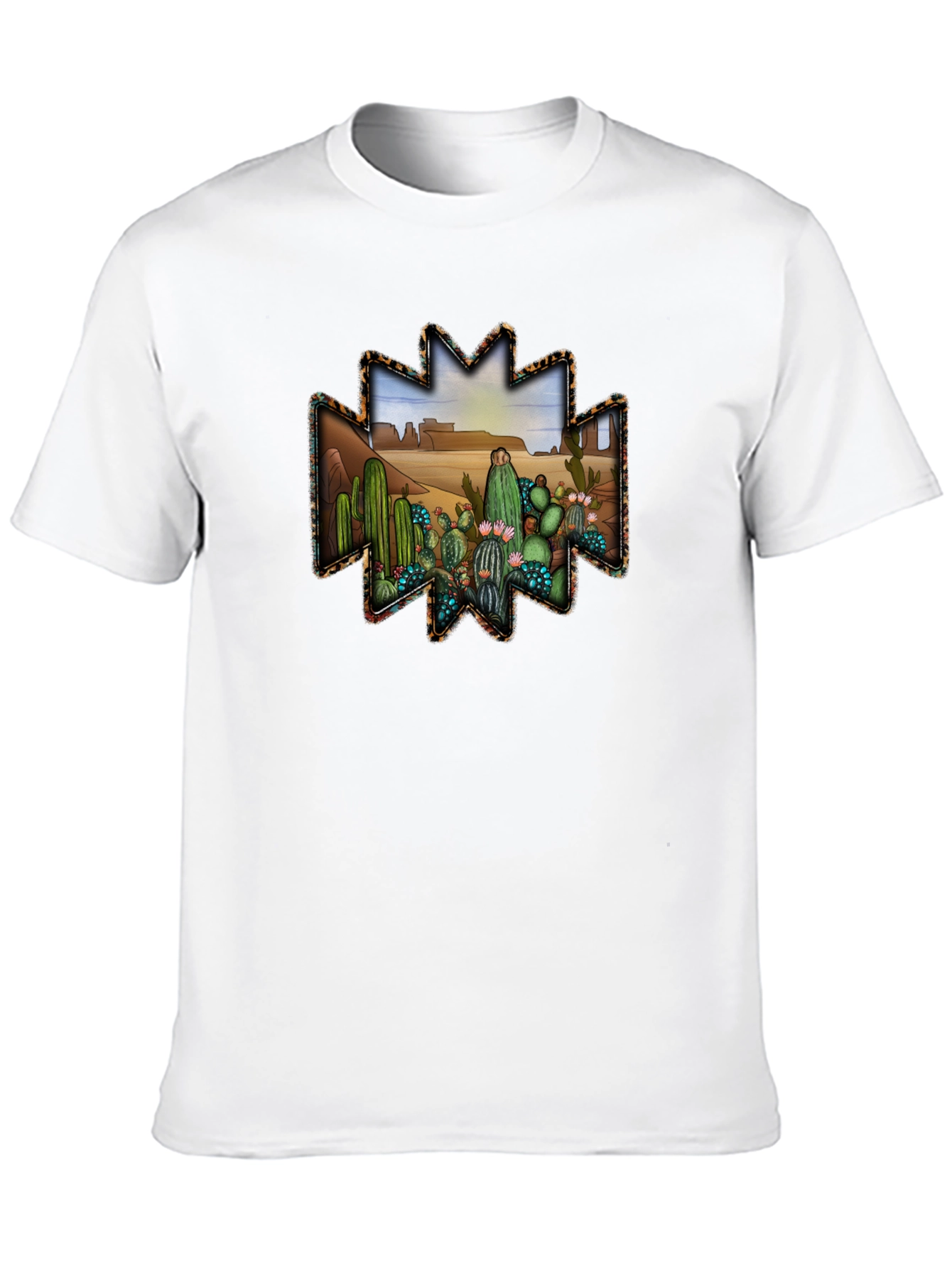 Black Desert Cactus Graphic Tee - Western Style Black T-Shirt view 10