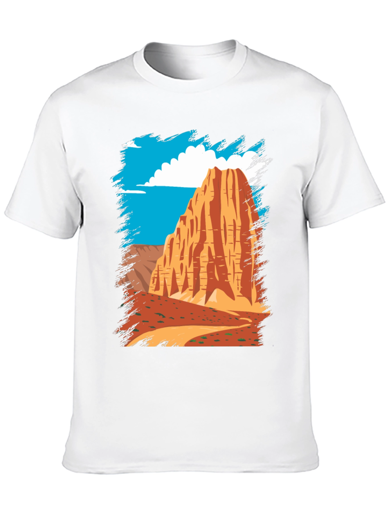 Black Desert Mountain Graphic Tee - Black Cotton Casual T-Shirt view 10