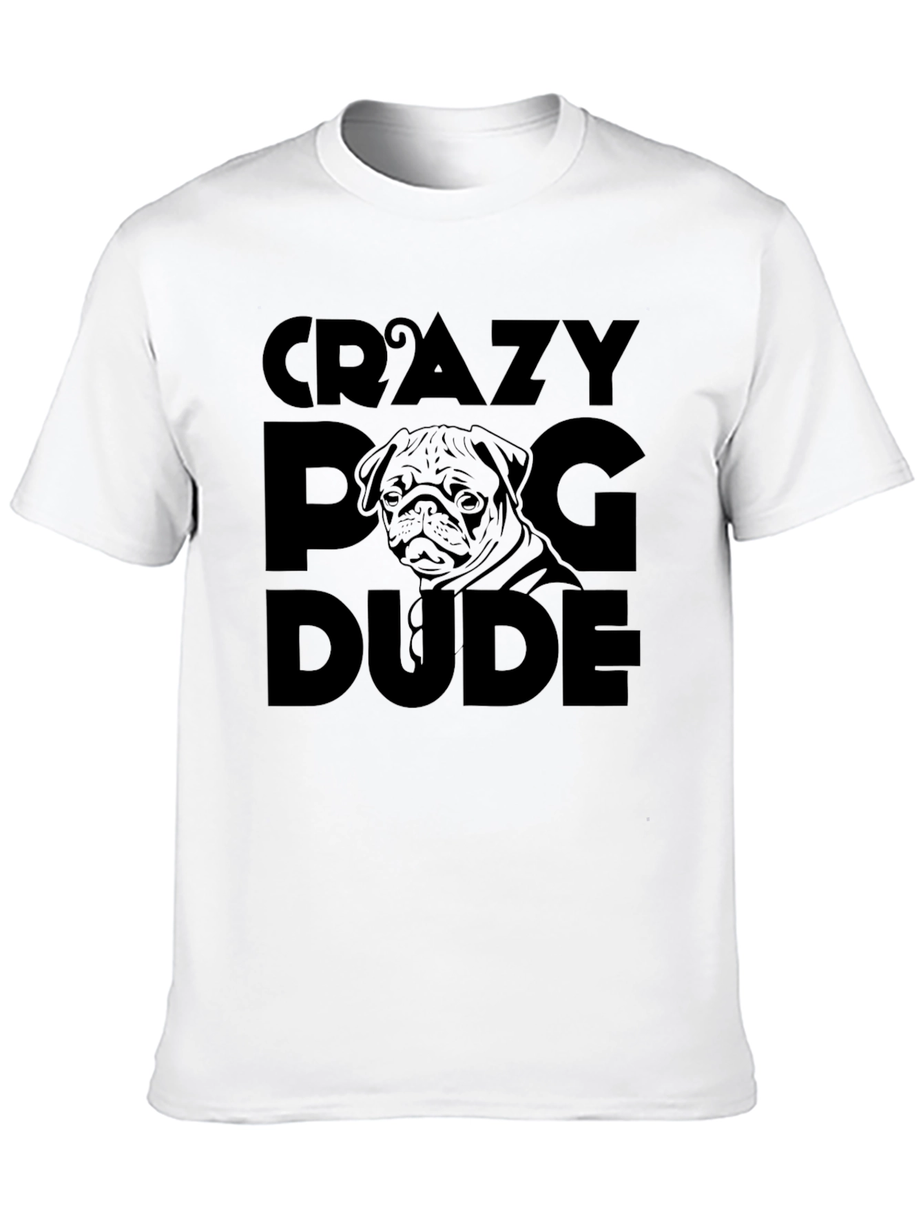 Black Crazy Pug Dude Black Graphic Tee view 10