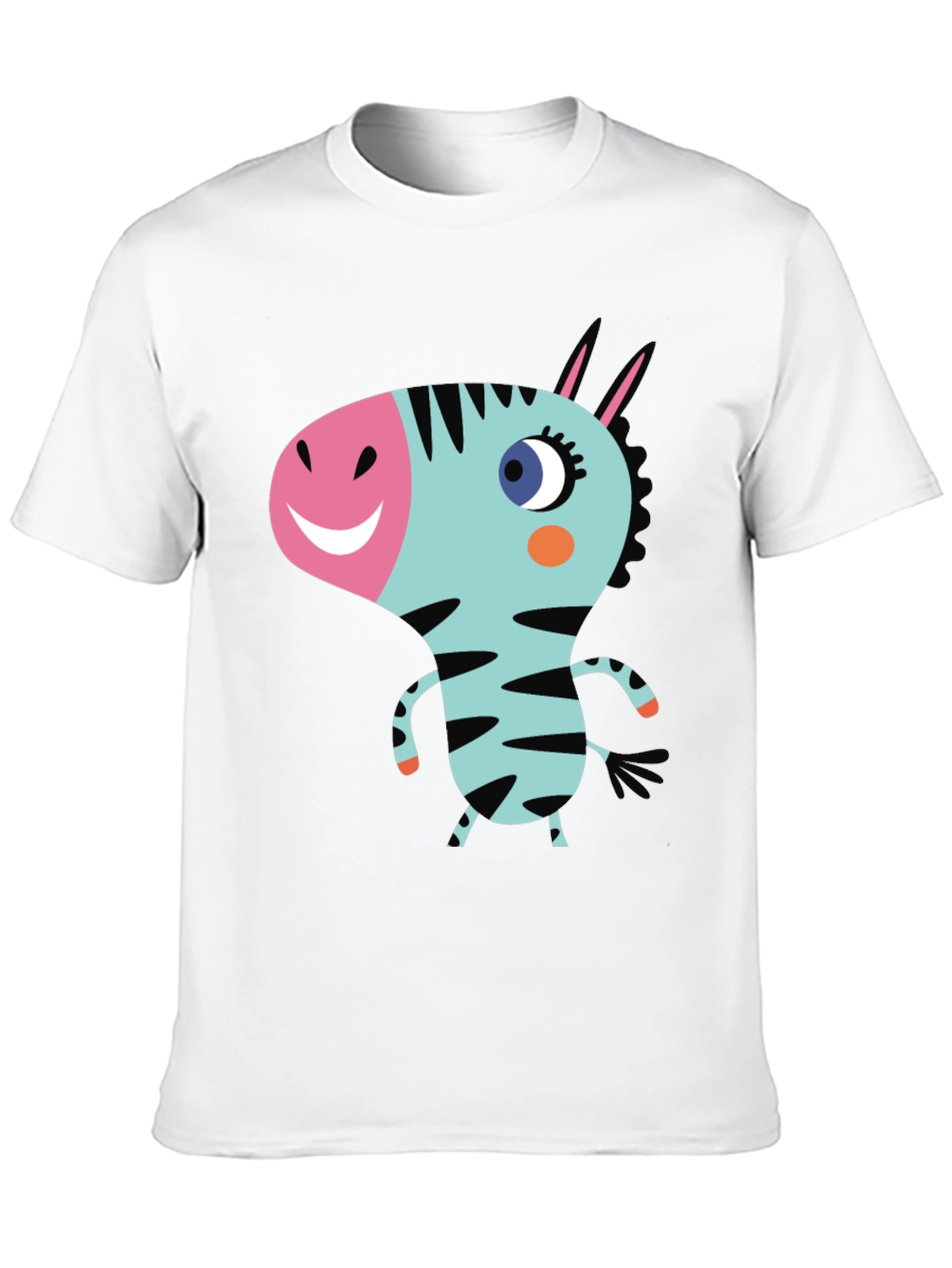 Black Cartoon Zebra Graphic Black T-Shirt view 10