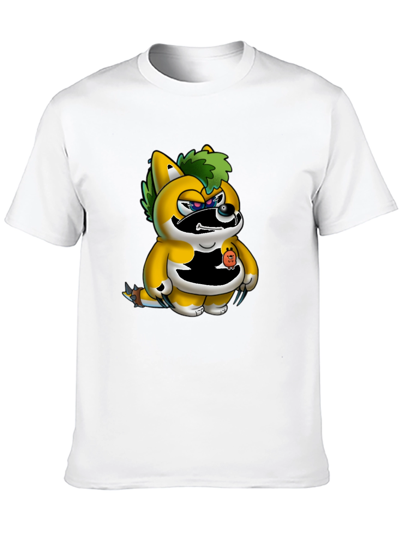 Black Men's Black T-Shirt with Unique Cartoon Print view 10