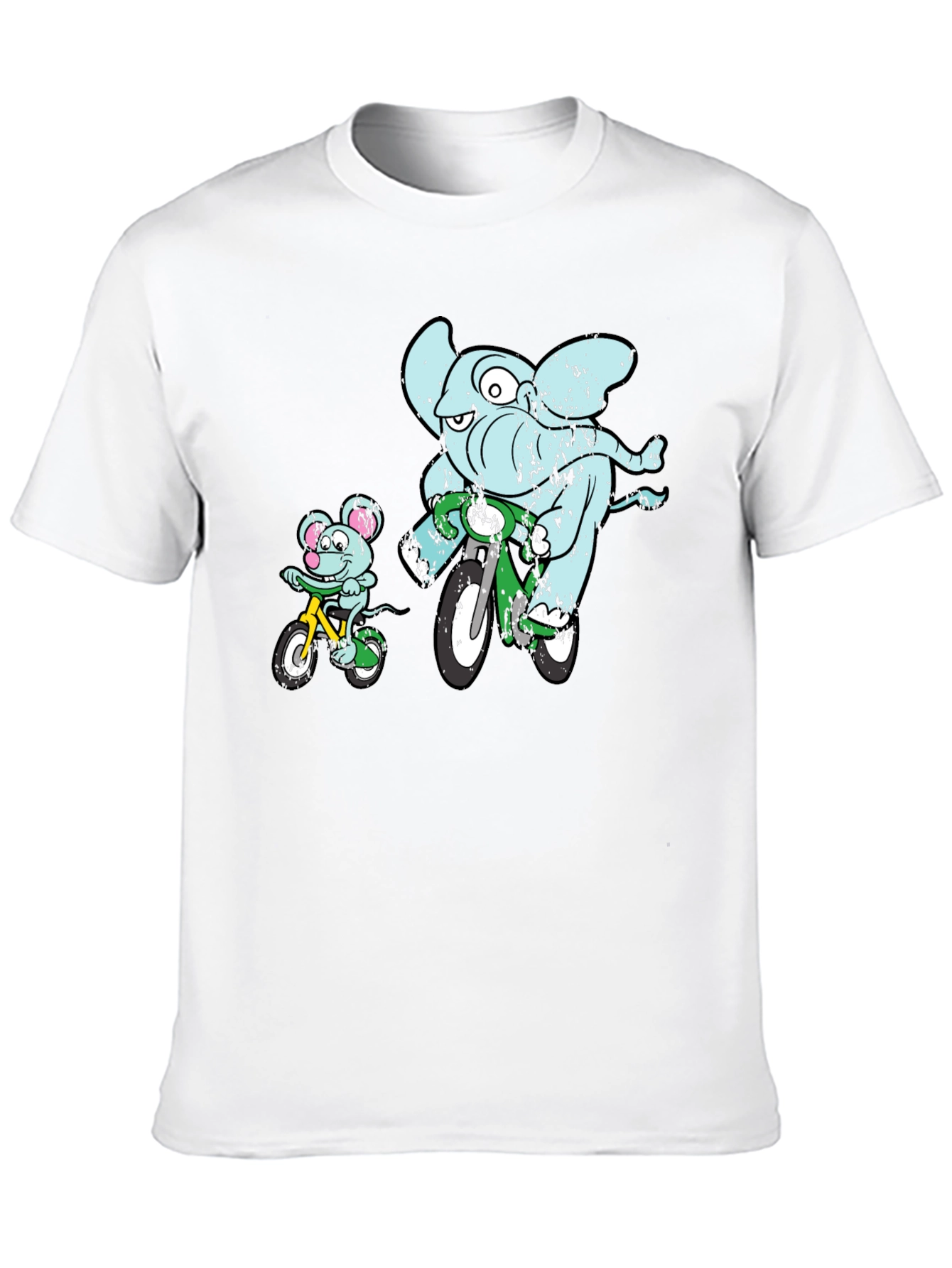 Black Elephant and Mouse Bicycle Ride T-Shirt - Black view 10