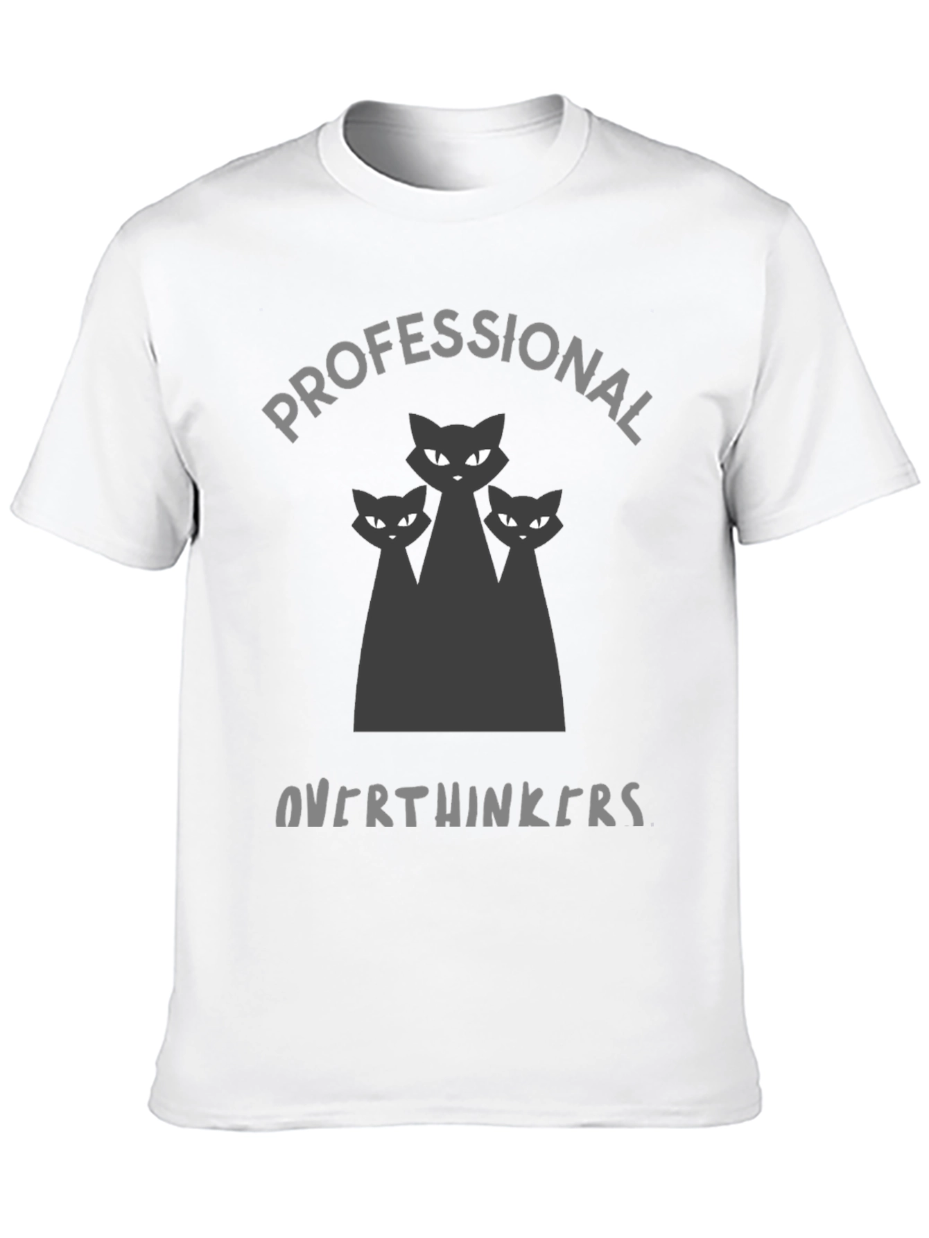 Black Professional Overthinkers T-Shirt - Black Cat Graphic Tee view 10