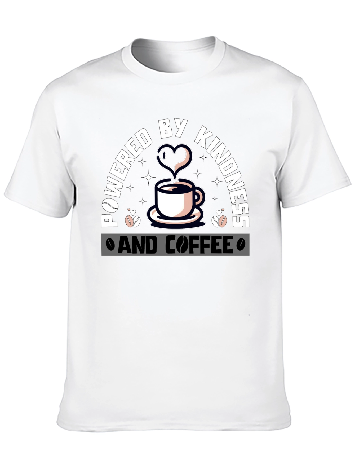 Black Powered By Kindness and Coffee Graphic Tee view 10