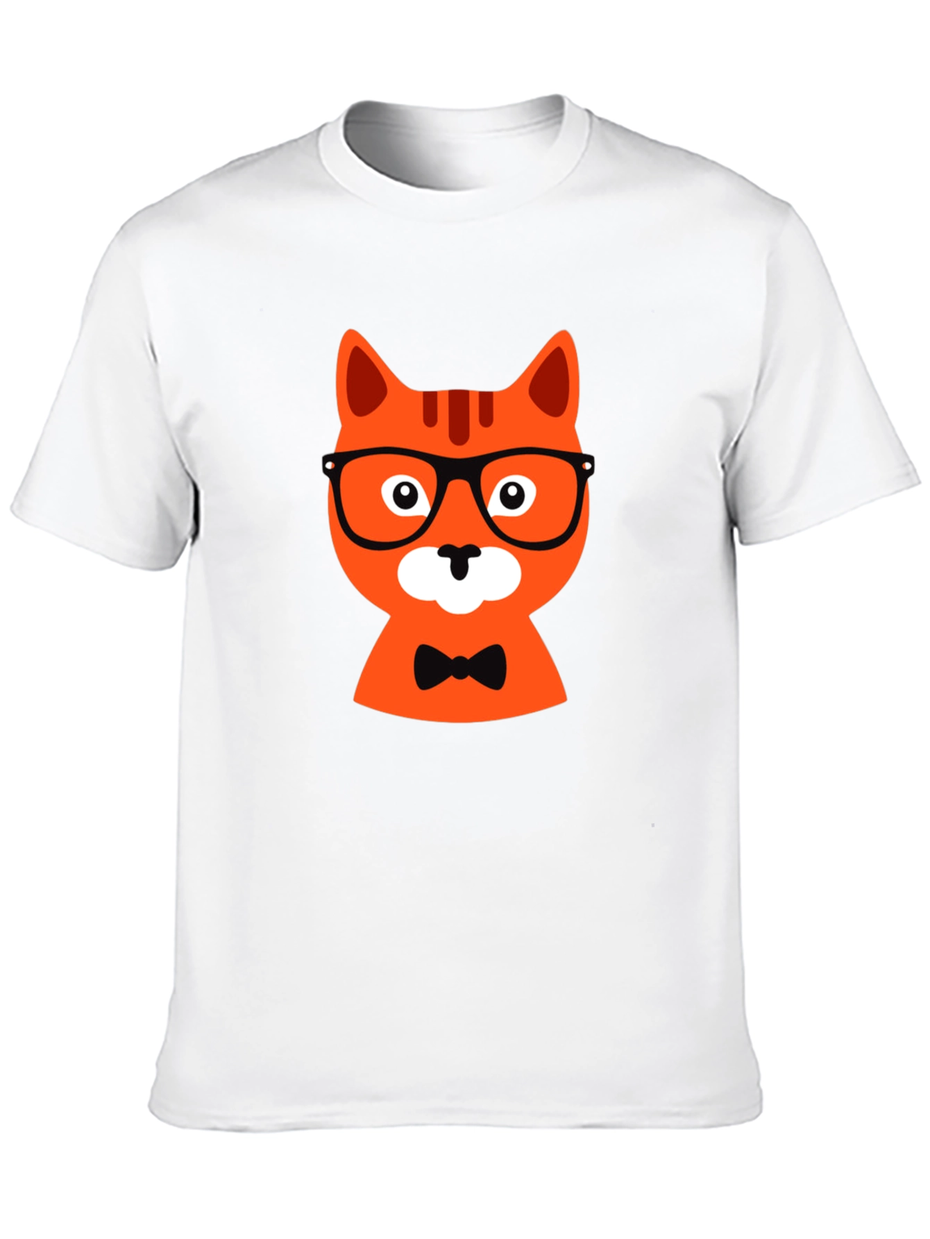 Black Black T-Shirt with Hipster Cat Graphic view 10