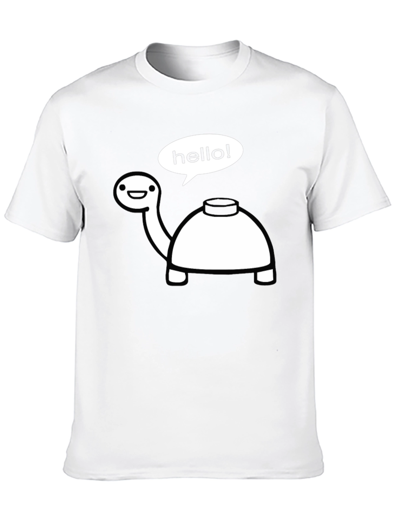 Black Funny Turtle Hello T-Shirt - Black Cotton Tee view 10