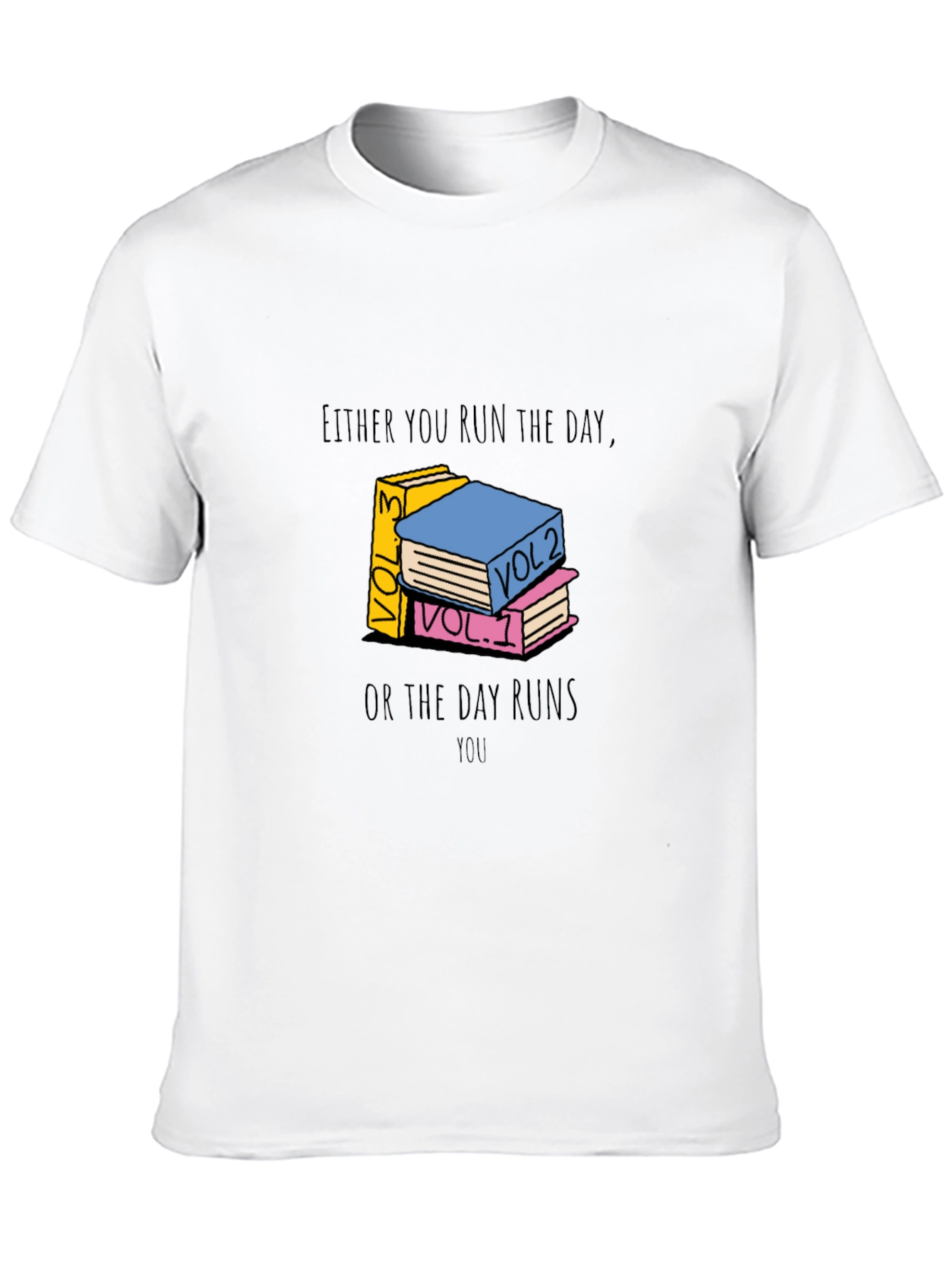 Black Motivational Book Stack Graphic Tee - Run The Day view 10