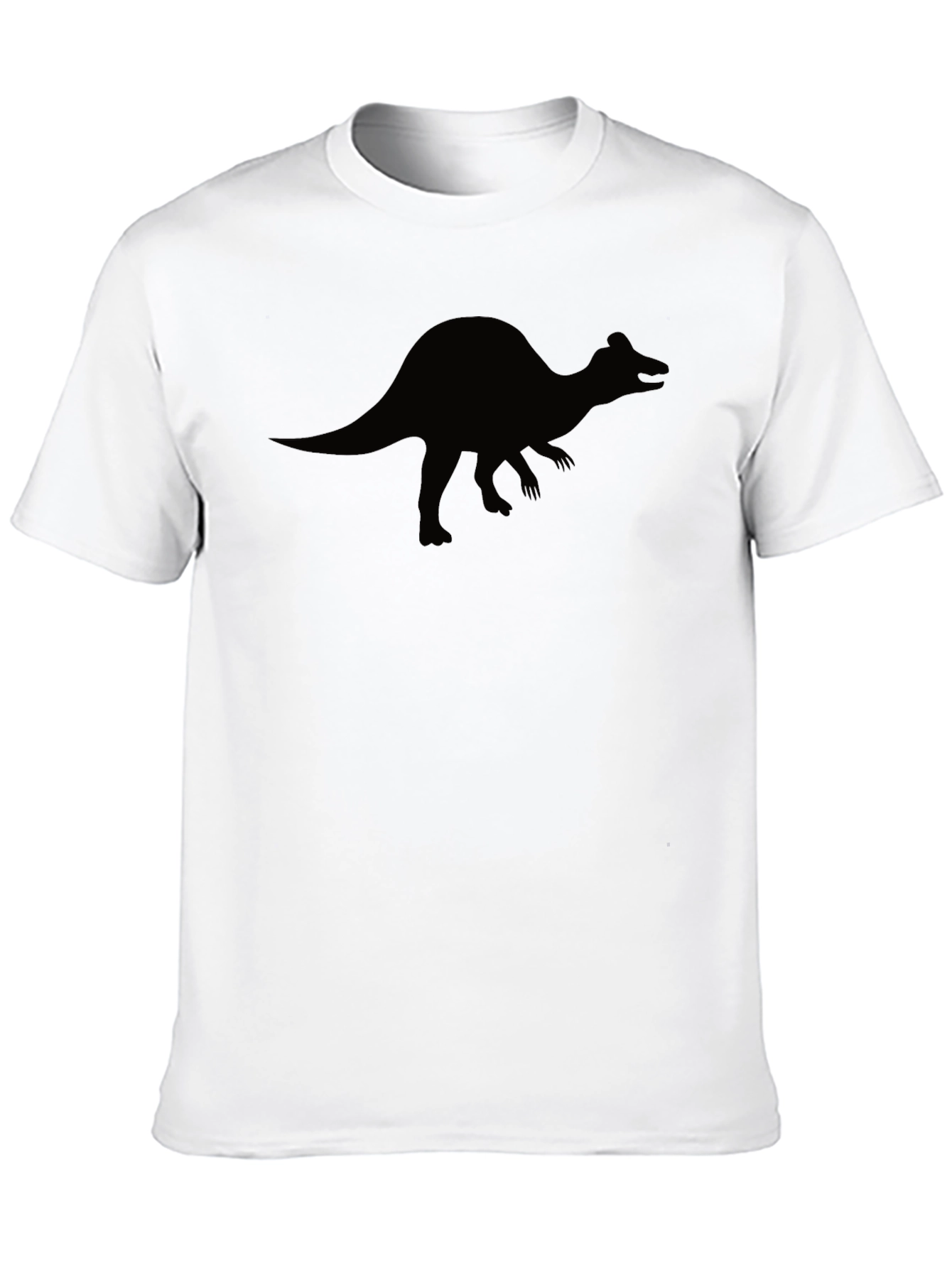 Black Dino Silhouette Graphic Tee - Black Cotton T-Shirt view 10