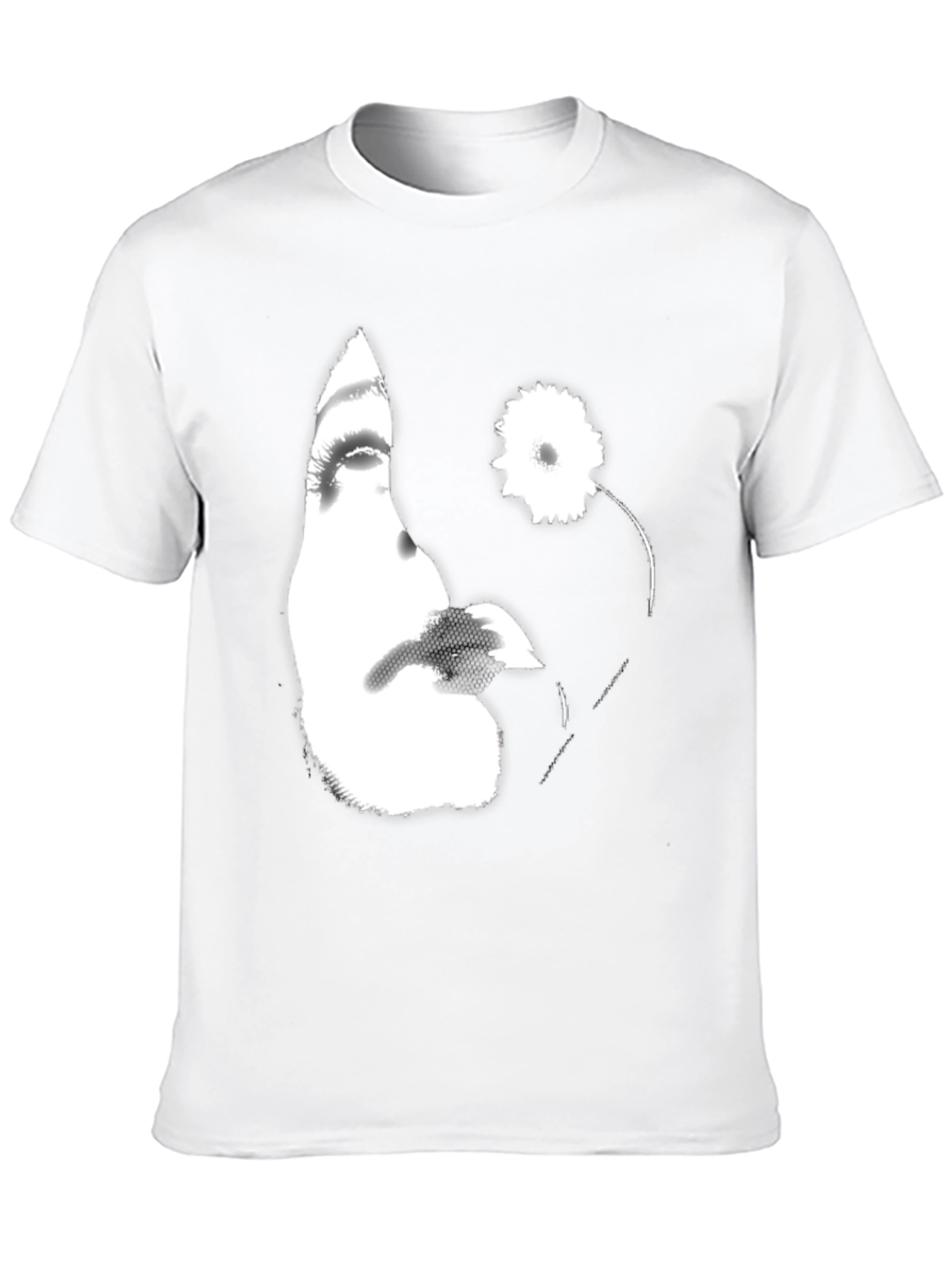 Black Abstract Floral Face Graphic Black T-Shirt view 10