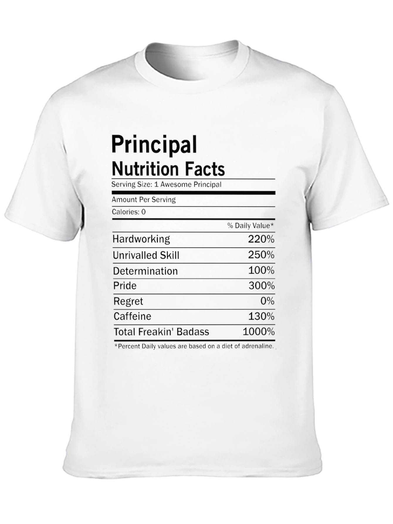 Black Principal Nutrition Facts Funny T-Shirt view 10