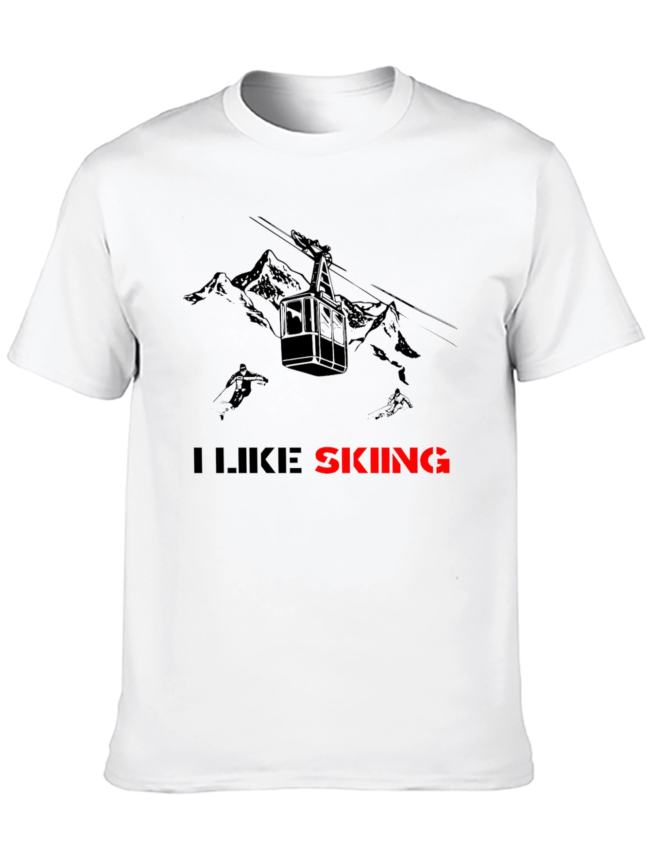 Black I Like Skiing Black T-Shirt view 10