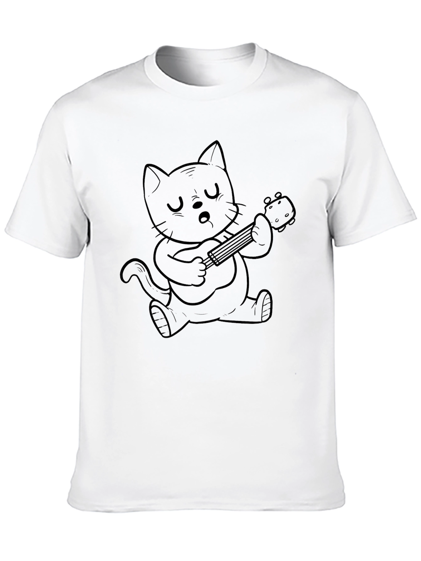 Black Cat Playing Ukulele Graphic T-Shirt view 10