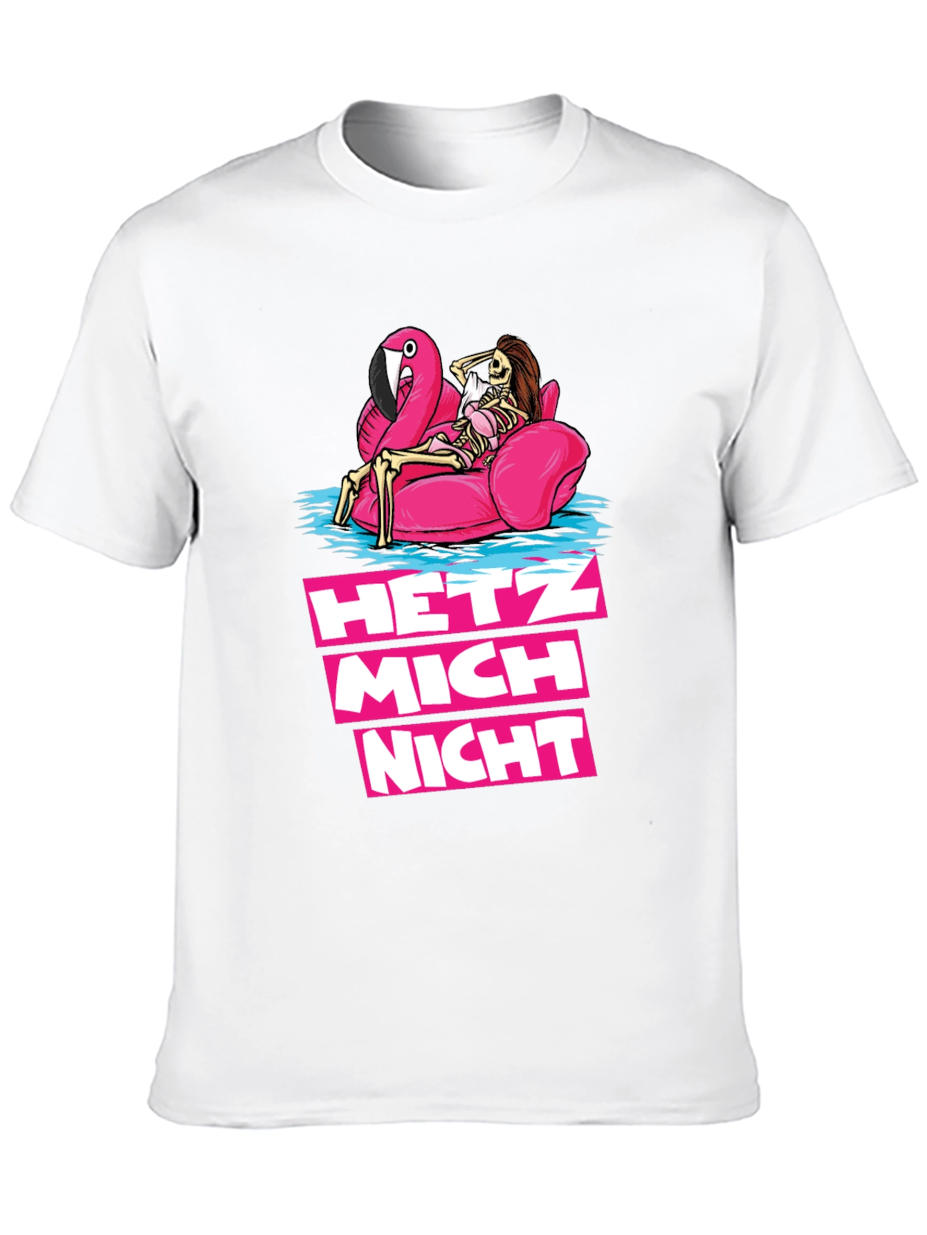 Black Hetz Mich Nicht Skeleton Flamingo T-Shirt view 10