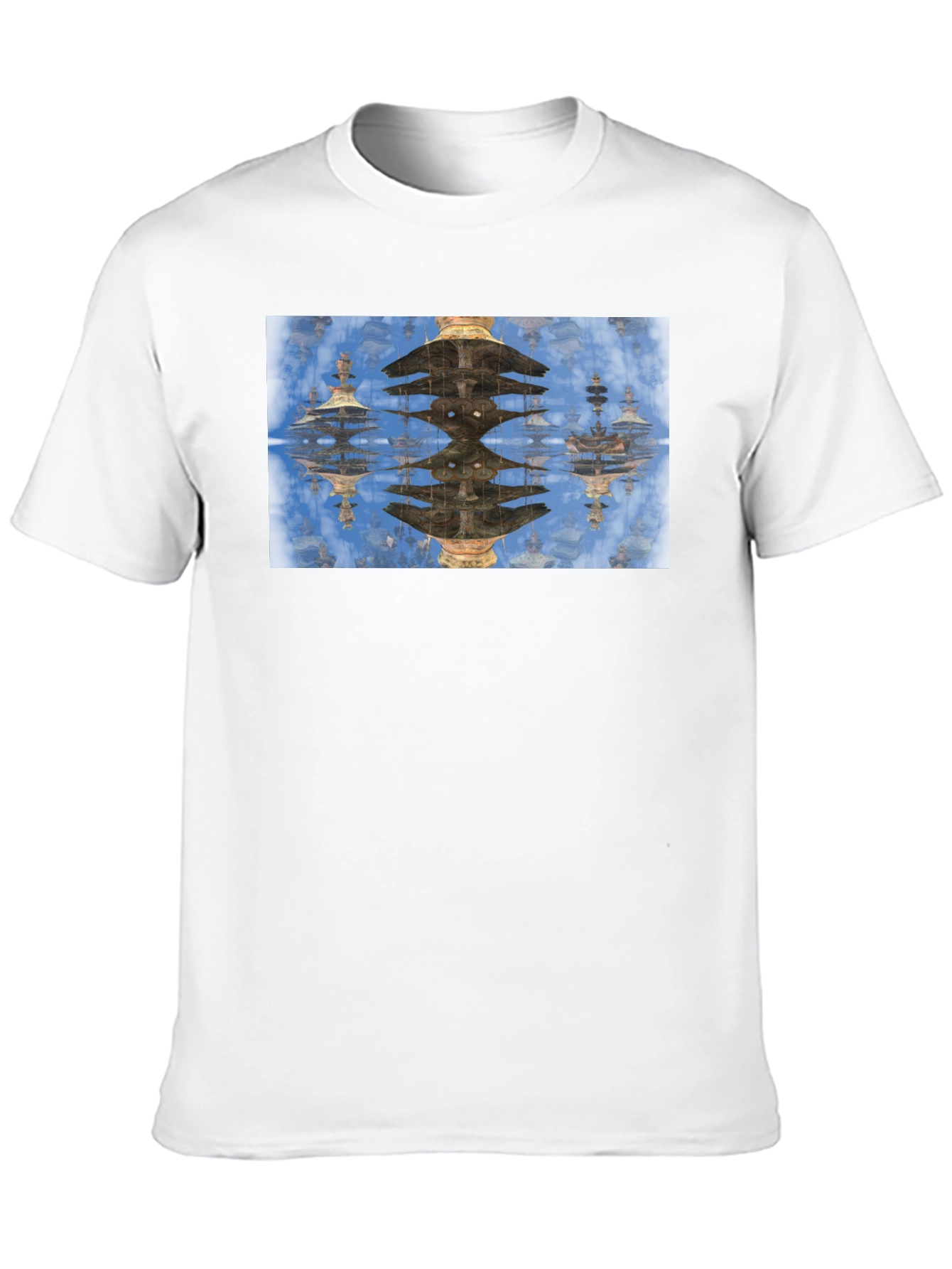 Black Reflective Pagoda Graphic Tee - Black Cotton Blend view 10